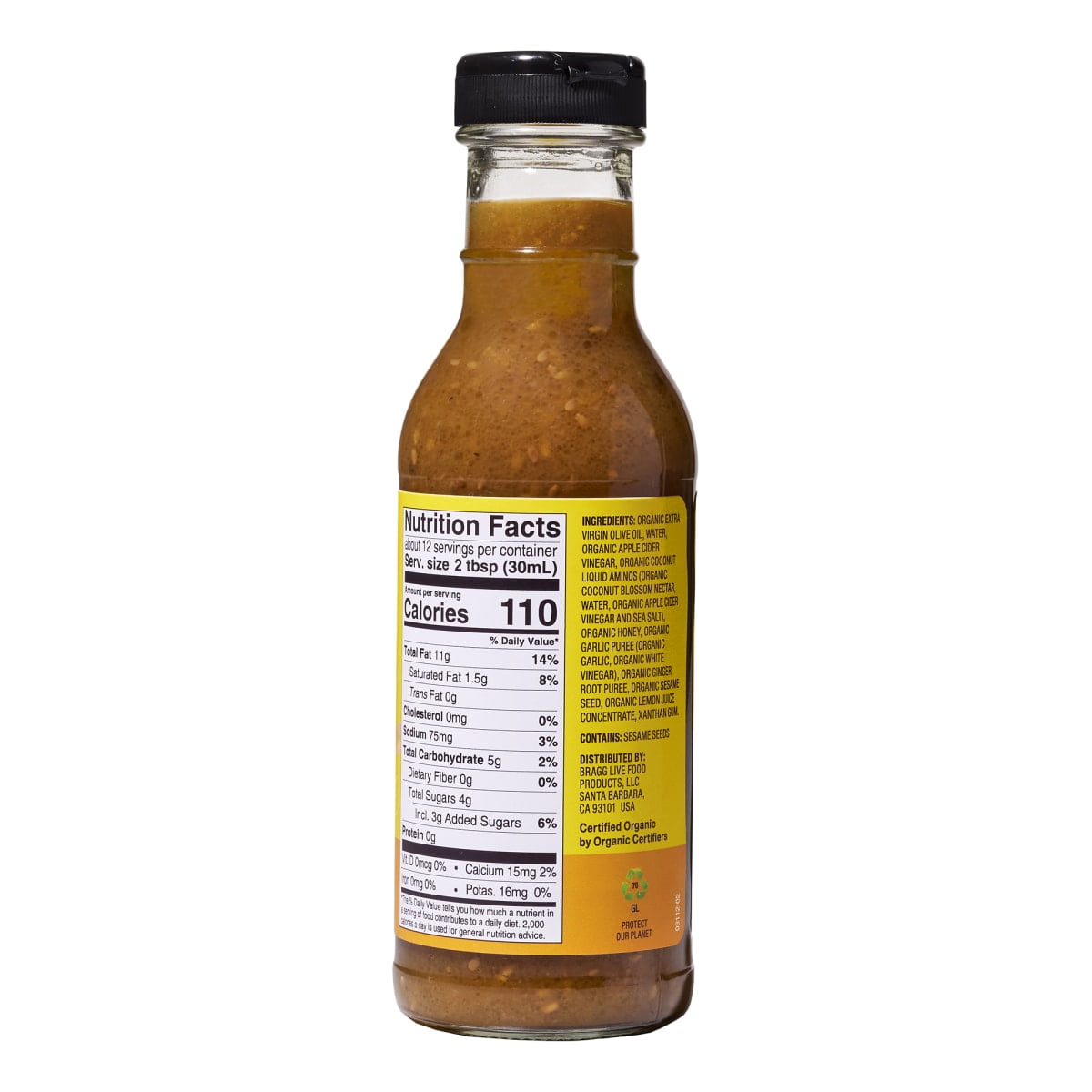Bragg Organic Ginger Sesame Salad Dressing and Marinade with Apple Cider Vinegar (6 Pack, 12 fl oz) hycdz