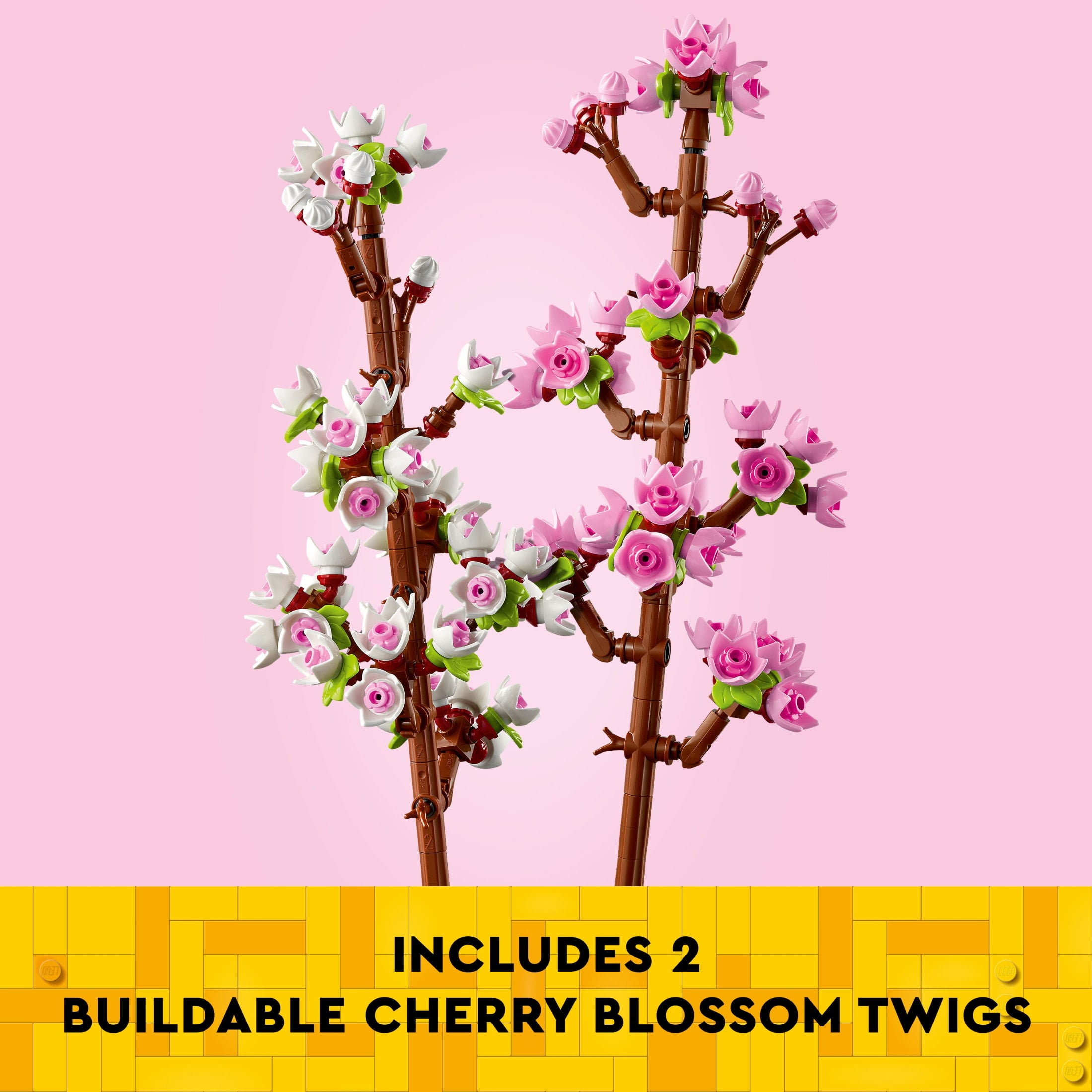 LEGO Cherry Blossom Building Set, Artificial Floral Decor for Home Display (Pastel Pink and White, 14 in. Long) zcpke