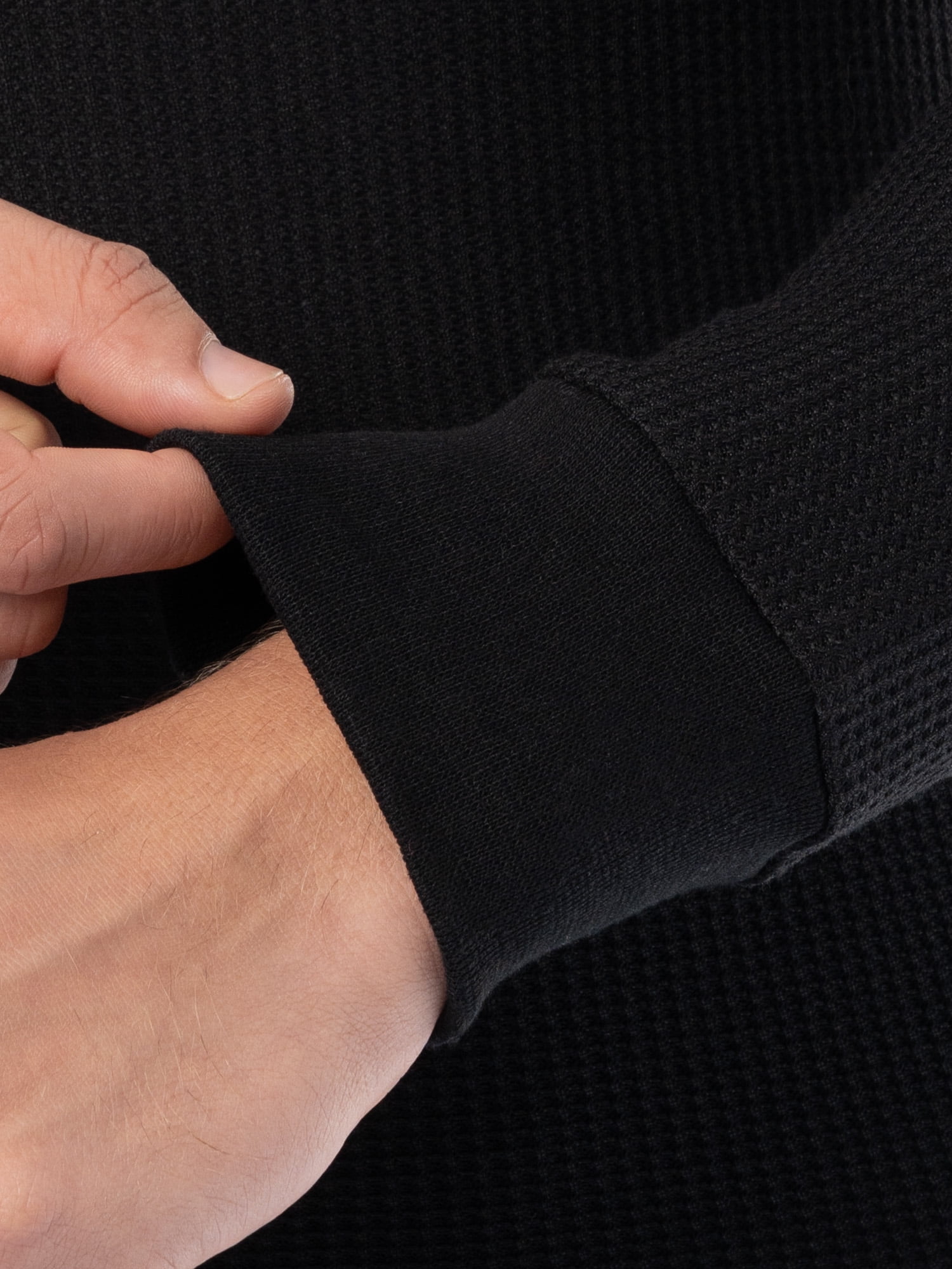Fruit of the Loom Men's Thermal Waffle Crew Top (Black, 3-Pack) 0i5jn