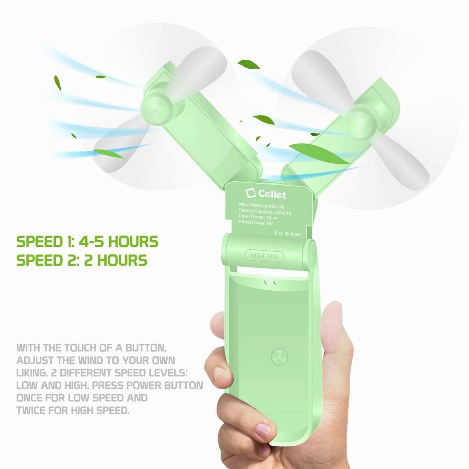 Rhea Portable Mini Fan, Folding Handheld Dual Head Fan (White, 500 mAh) s406k - Image 5