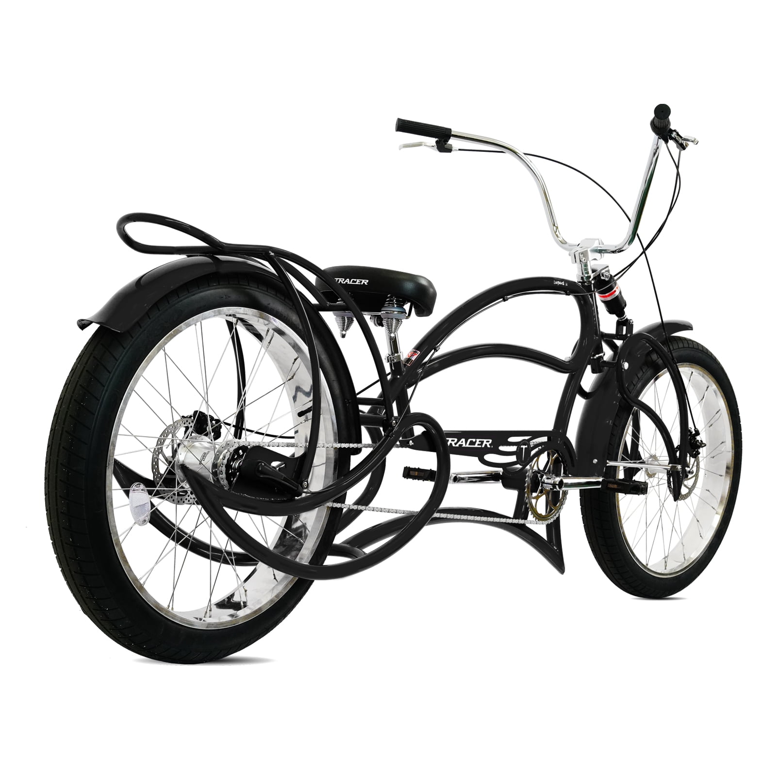 Tracer Bikes Leopard 3i Pro Chopper Stretch Cruiser Bike (Matte Black, 26 in) vrgdt