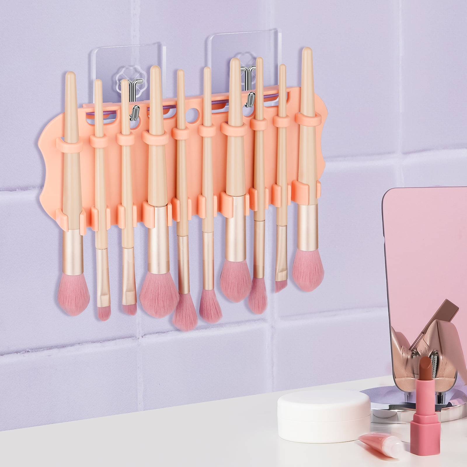 NiHome Portable Makeup Brush Cleaning Organizer and Drying Case (Clear, 8.6 in x 3.5 in x 2.2 in) w9ds4