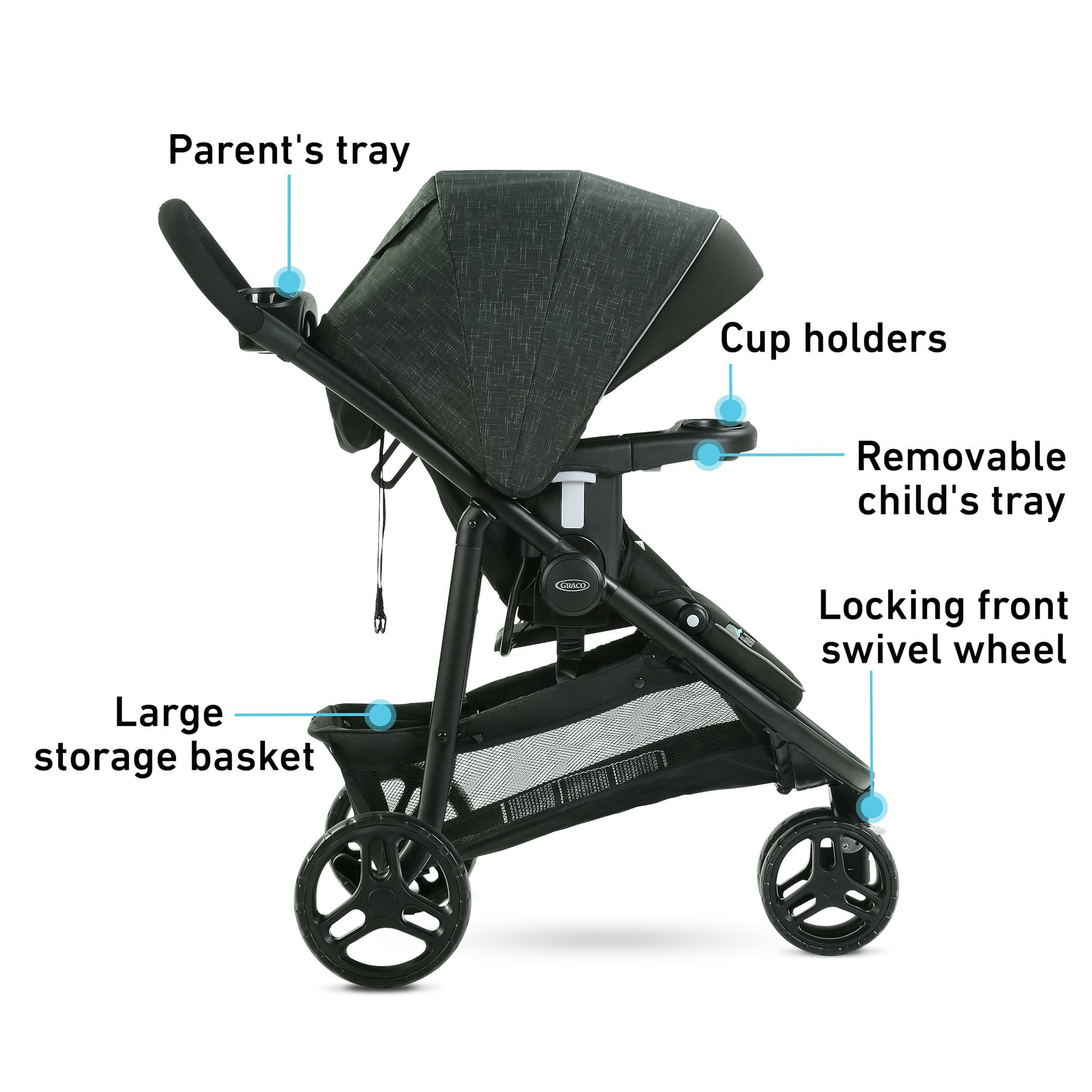 Graco Modes 3 Lite DLX Travel System with SnugRide Lite LX Infant Car Seat (Grey, 4-30 lb) d0p93