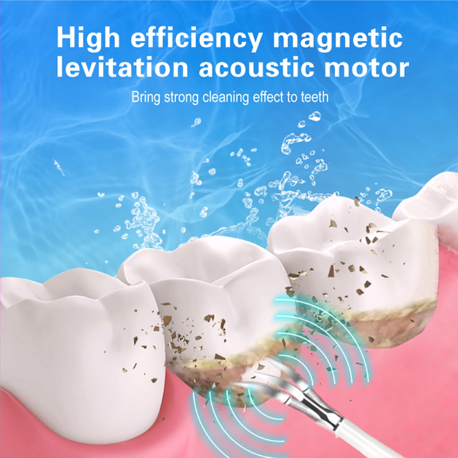 KIBVOE Electric Sonic Teeth Cleaning Kit, Tartar Plaque Remover with LED Light (White, 1 Kit) 02vmb