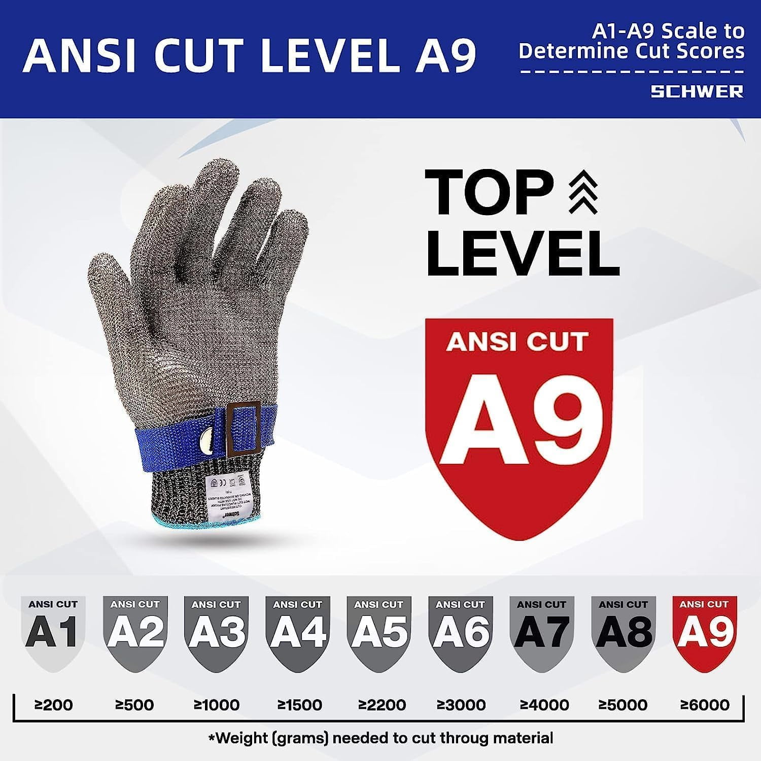 LSVGOE ANSI A9 Cut Resistant Stainless Steel Mesh Glove (Silver, Large) iq84w