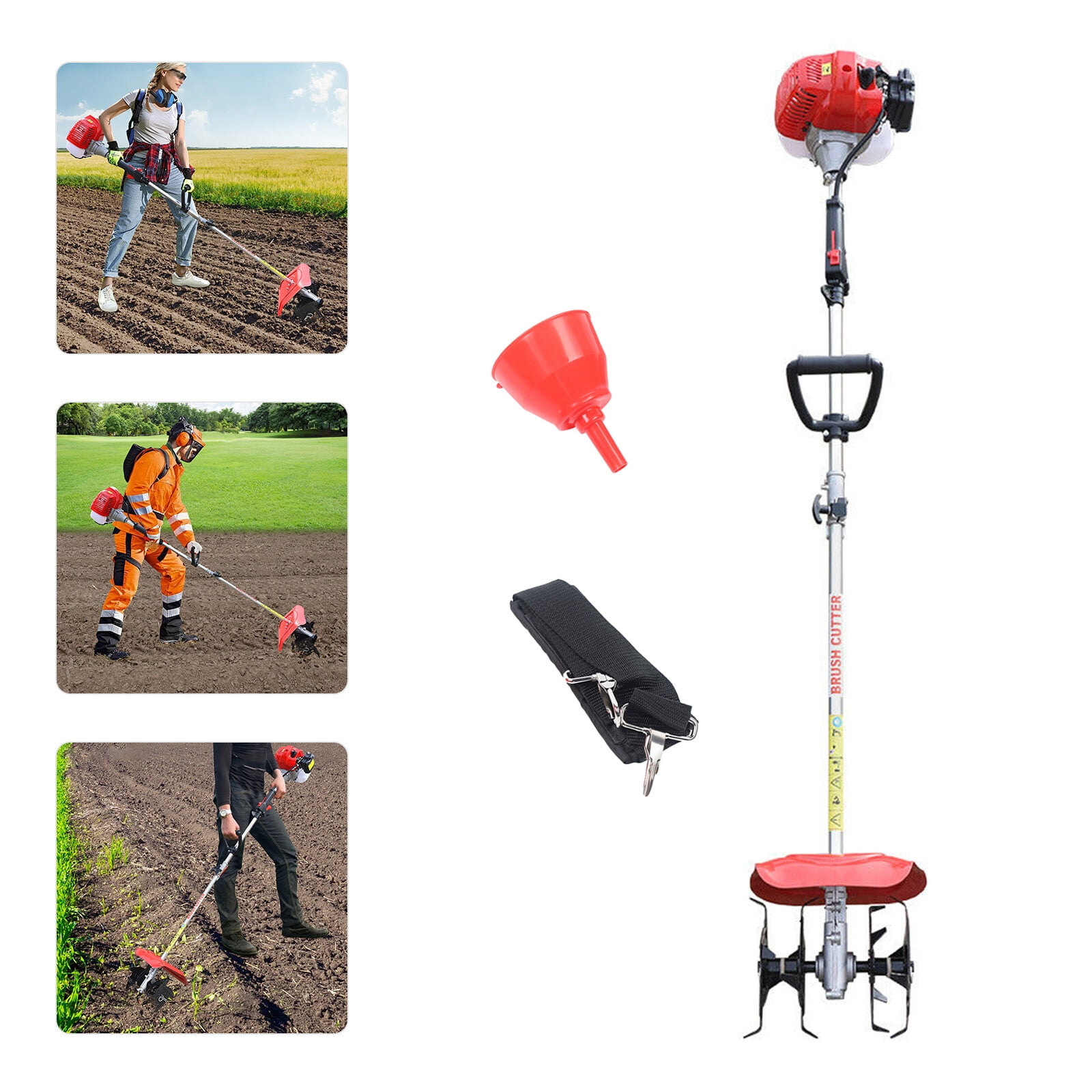 Generic 51.7cc 2-Stroke Gas Powered Mini Tiller, Heavy-Duty Garden Cultivator for Soil Loosening and Weeding (9 in Width) k0z6b