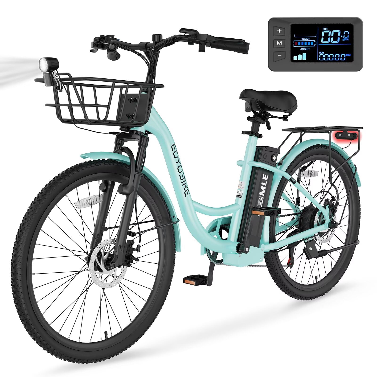 Lilypelle Electric Bike for Adults, 7-Speed Step-Thru Commuter E-Bike with 350W Motor (26 in) eepoo