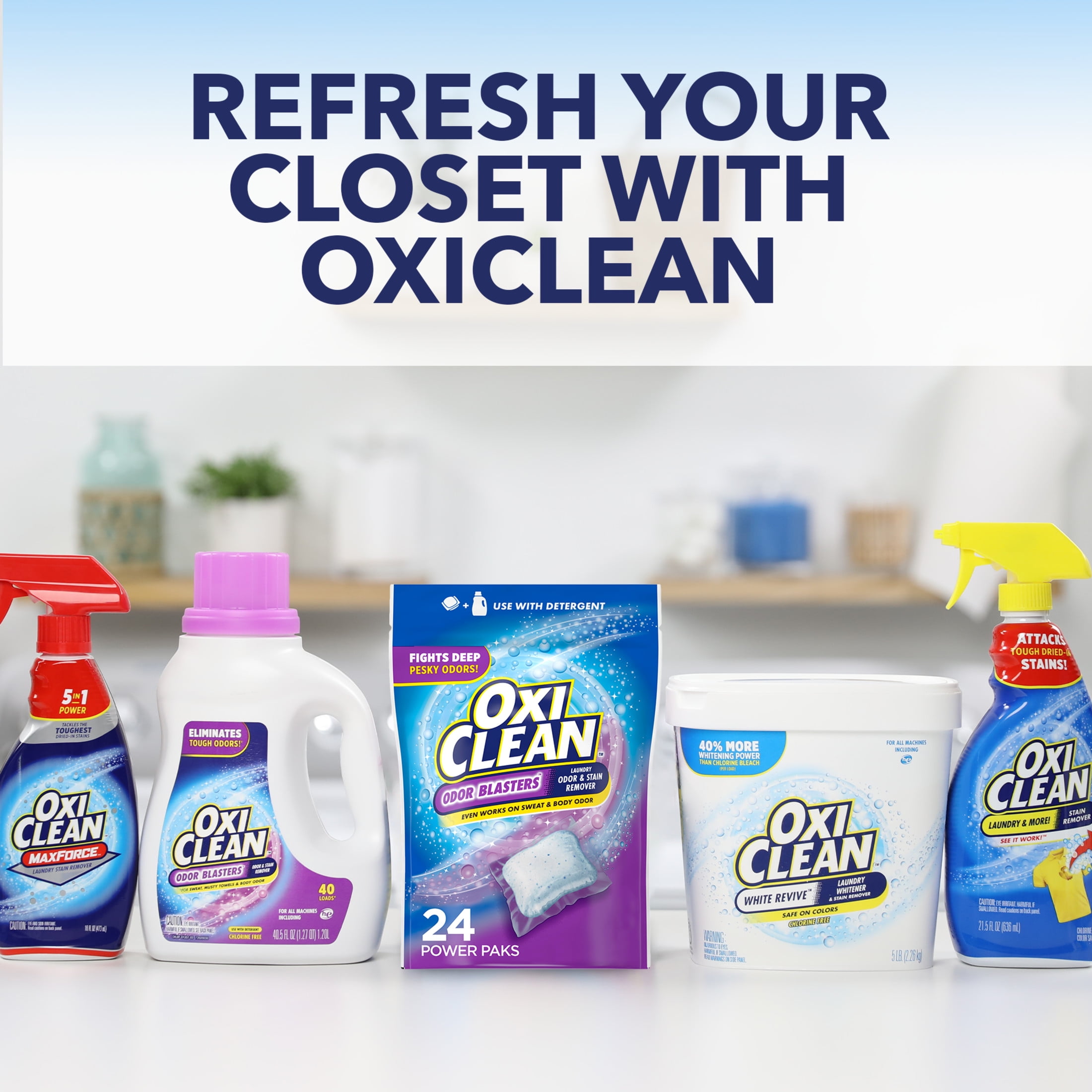 OxiClean Odor Blasters Laundry Stain Remover and Odor Eliminator Power Paks (24 Count) 3xn2p