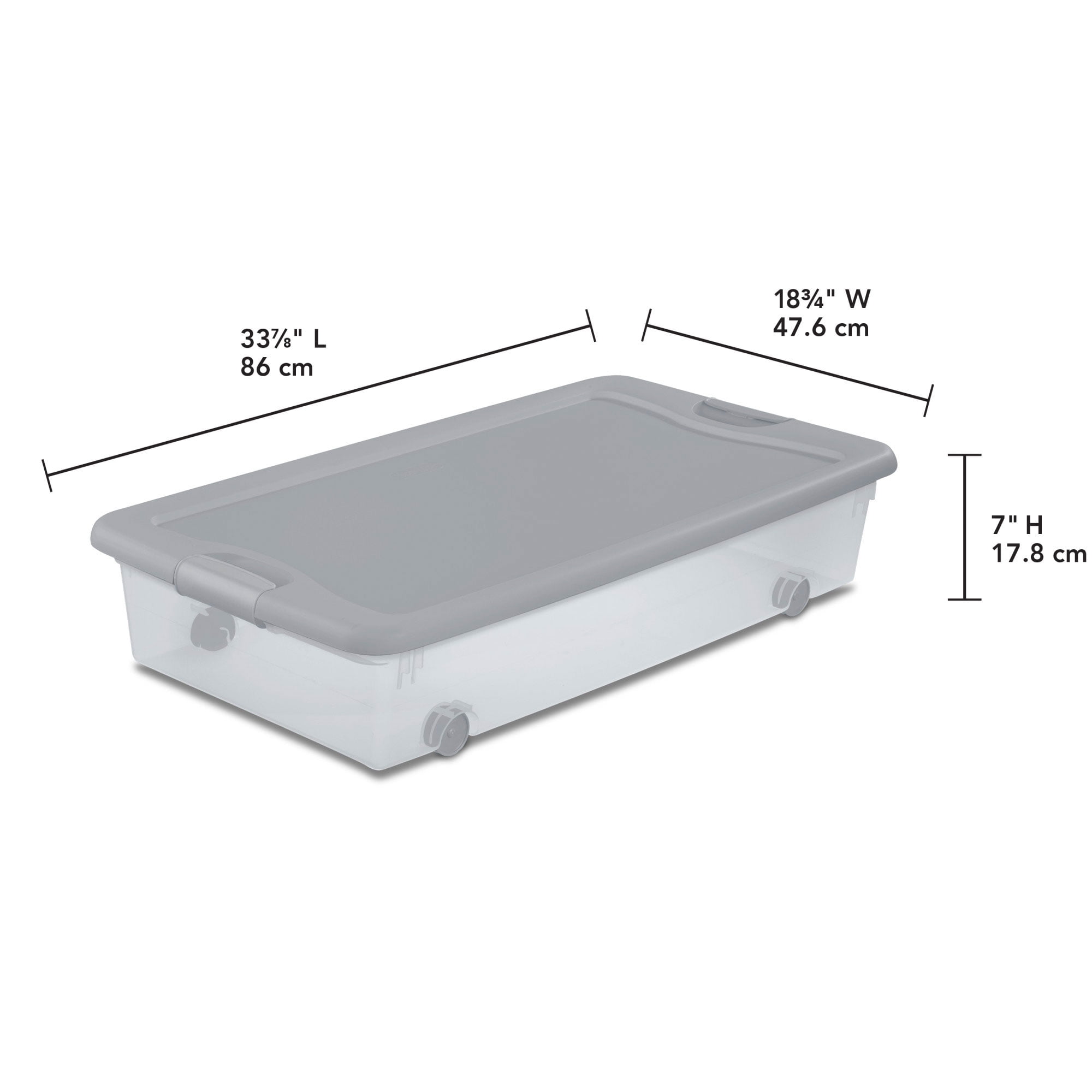 Sterilite 56 Qt Wheeled Under Bed Storage Container (Silver Tint, 12 Pack) 7okjw