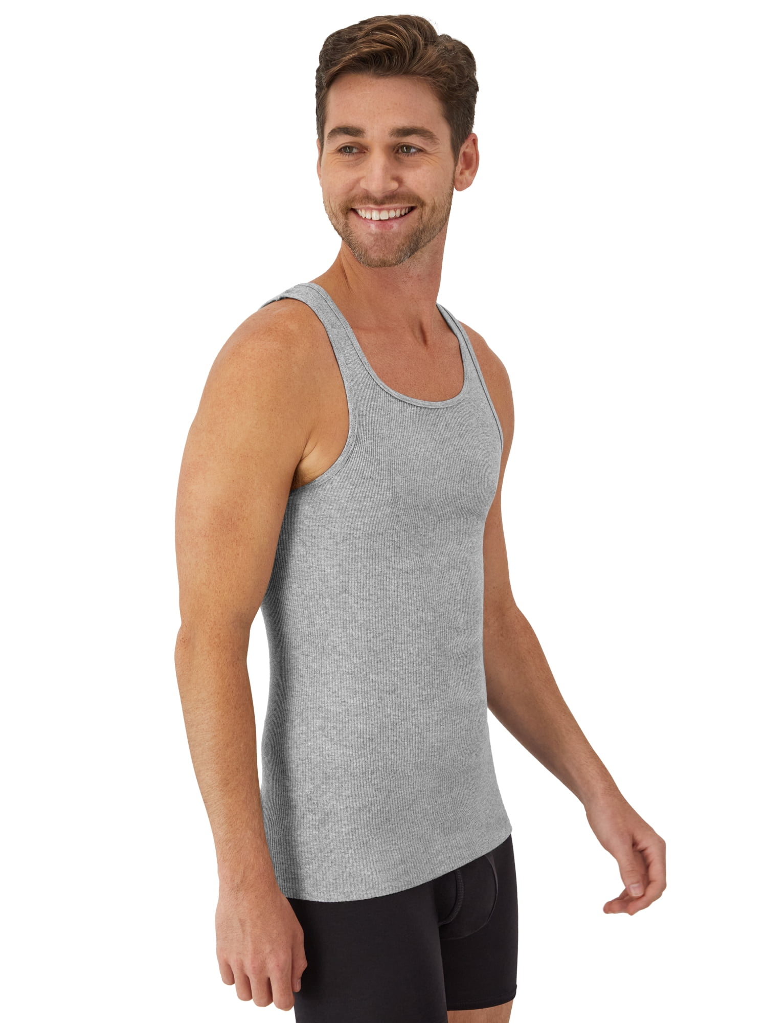 Hanes Men's Moisture-Wicking Cotton Tank Undershirt (Black, S, 2-Pack) v6sod