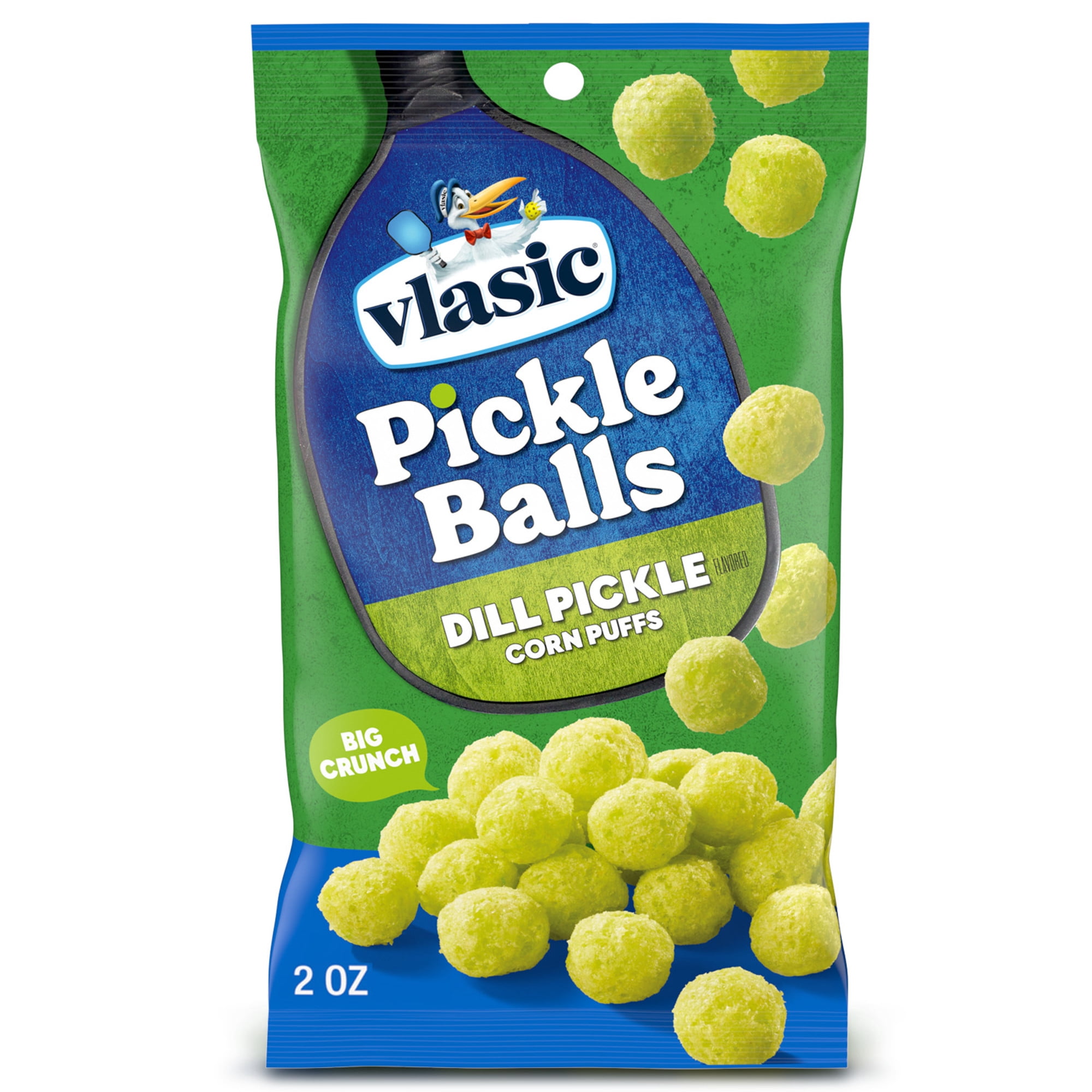Vlasic Pickle Balls Dill Pickle Flavored Corn Puffs Crunchy Snack (2 oz) 6ibeb