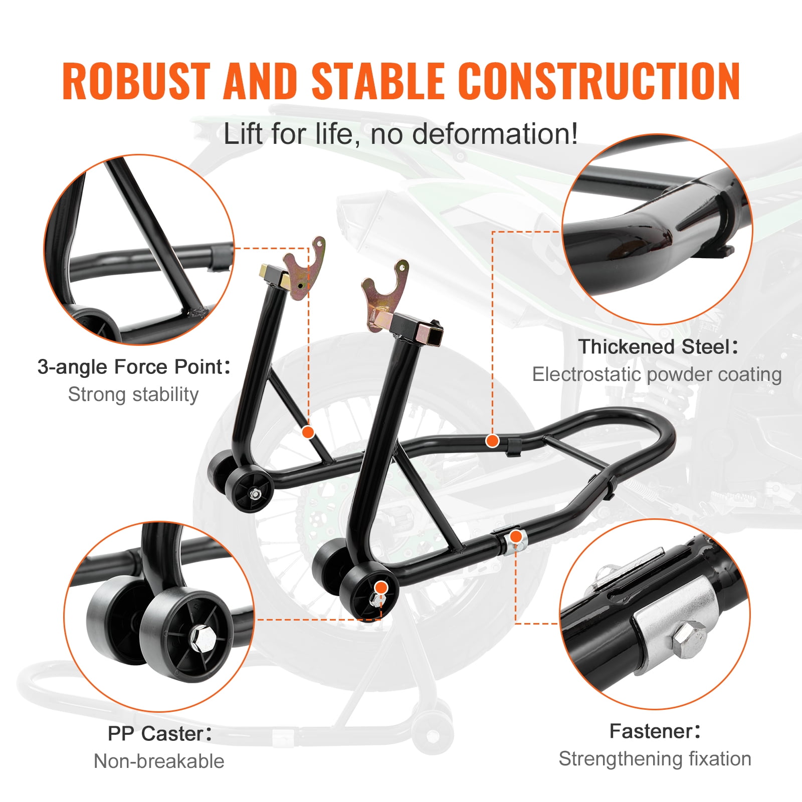 KFFKFF Motorcycle Front and Rear Paddock Stand Lift Set (Black, 850 lb Capacity) yl4aw