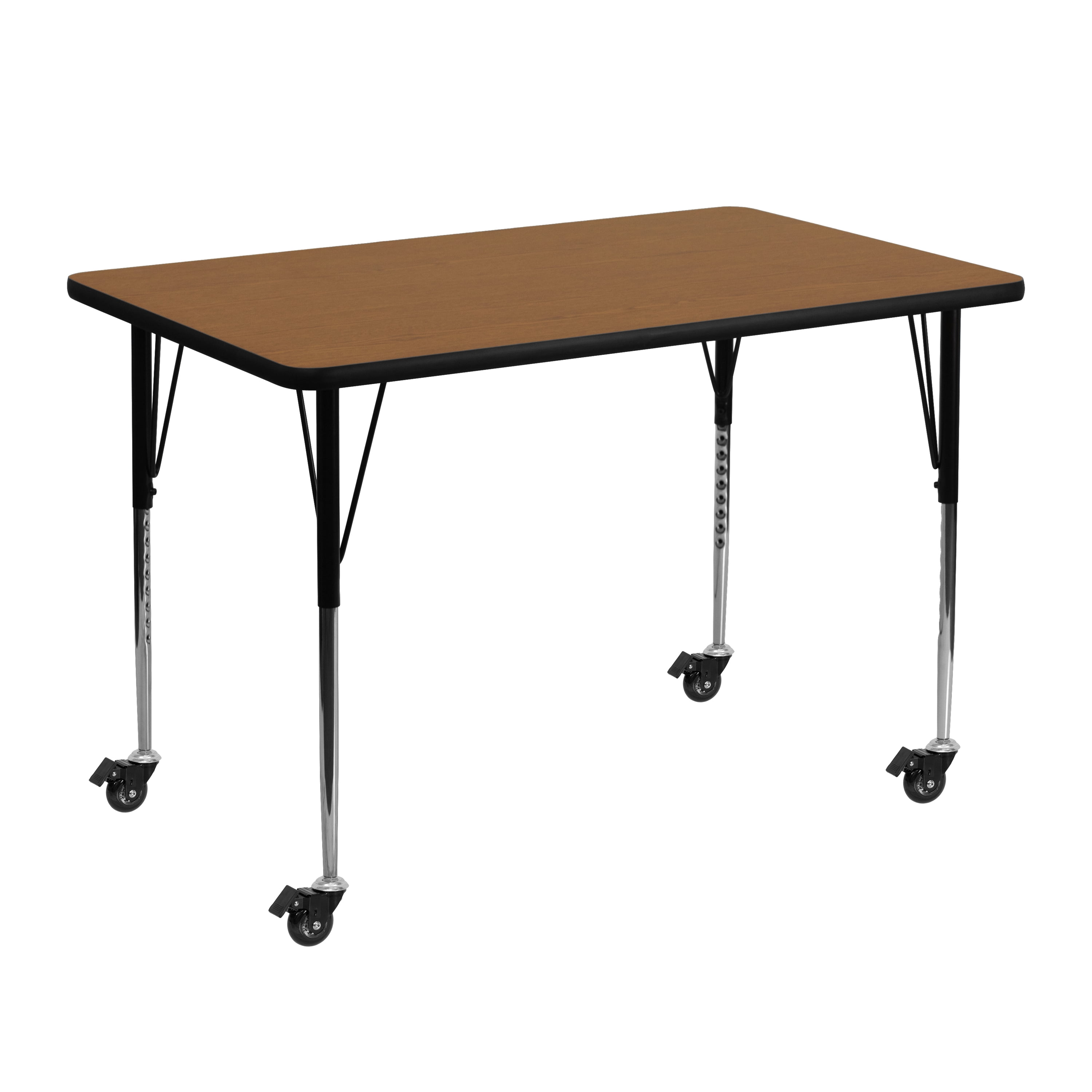 Flash Furniture Wren Mobile Rectangular Activity Table with Adjustable Height Legs (Oak, 30 in x 48 in) x7sd9