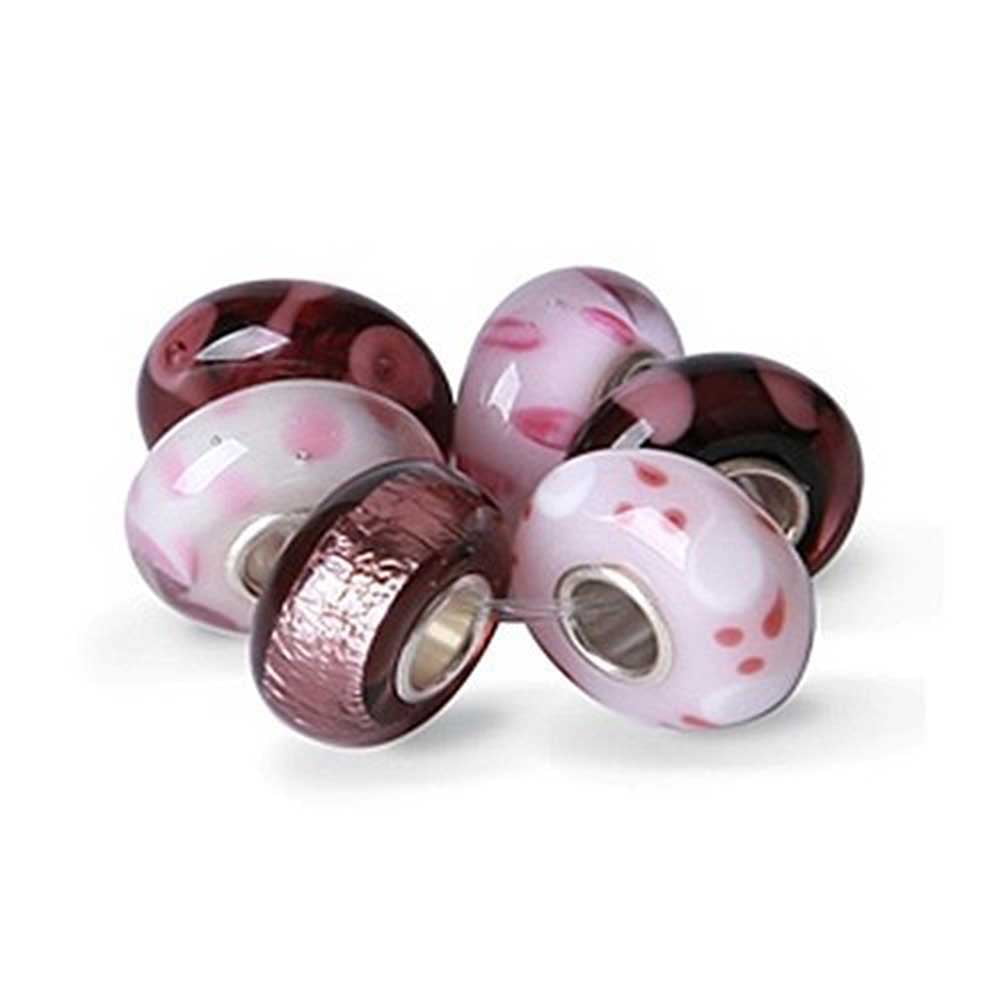 Bling Jewelry Murano Glass Charm Bead Set for Bracelets (.925 Sterling Silver, Red & Pink) idt9w