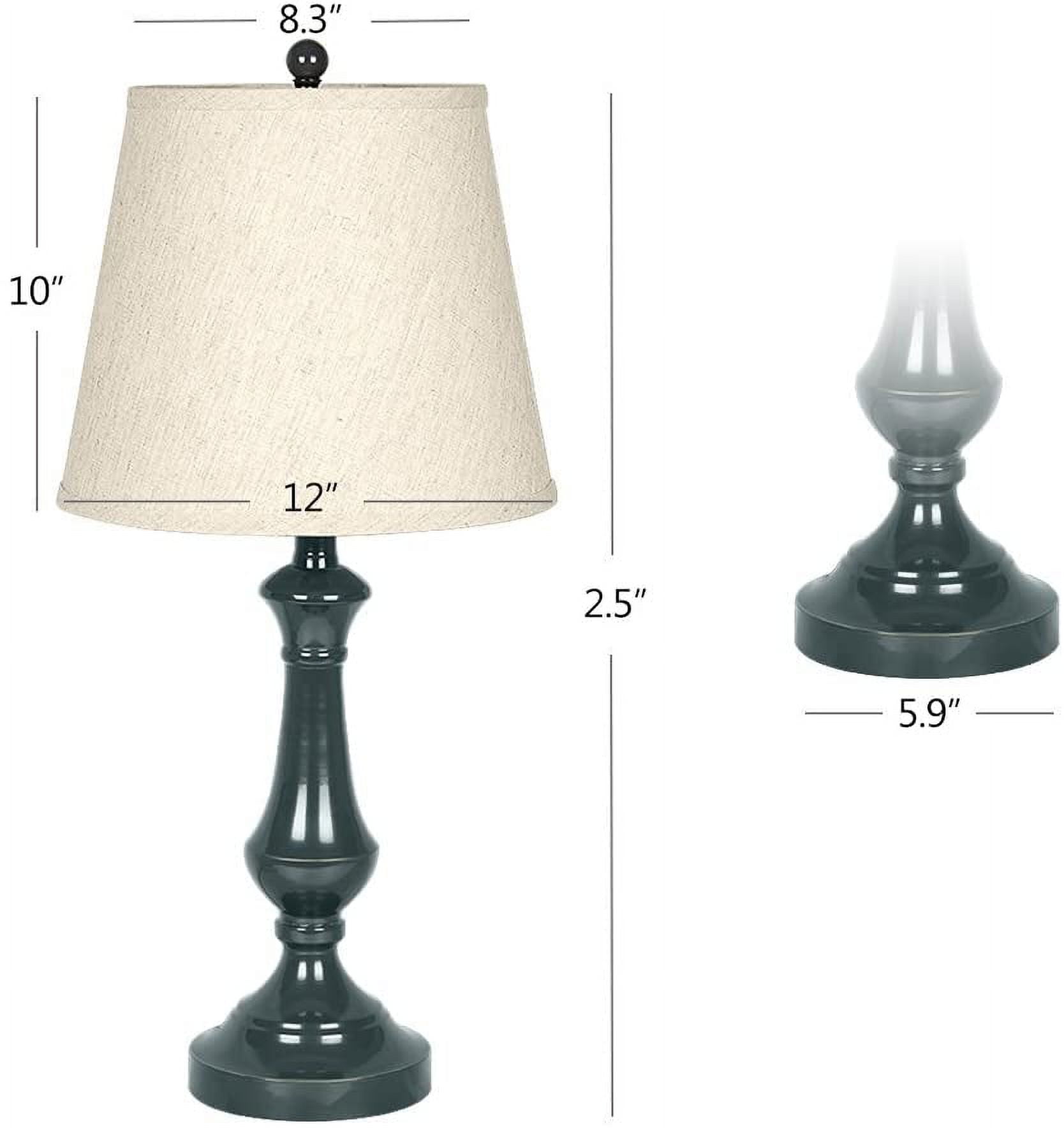 Oumilen Contemporary Metal Table Lamp Set, Modern Fabric Shade Accent Lighting (Blue, 25 in Height, Set of 2) xe6al