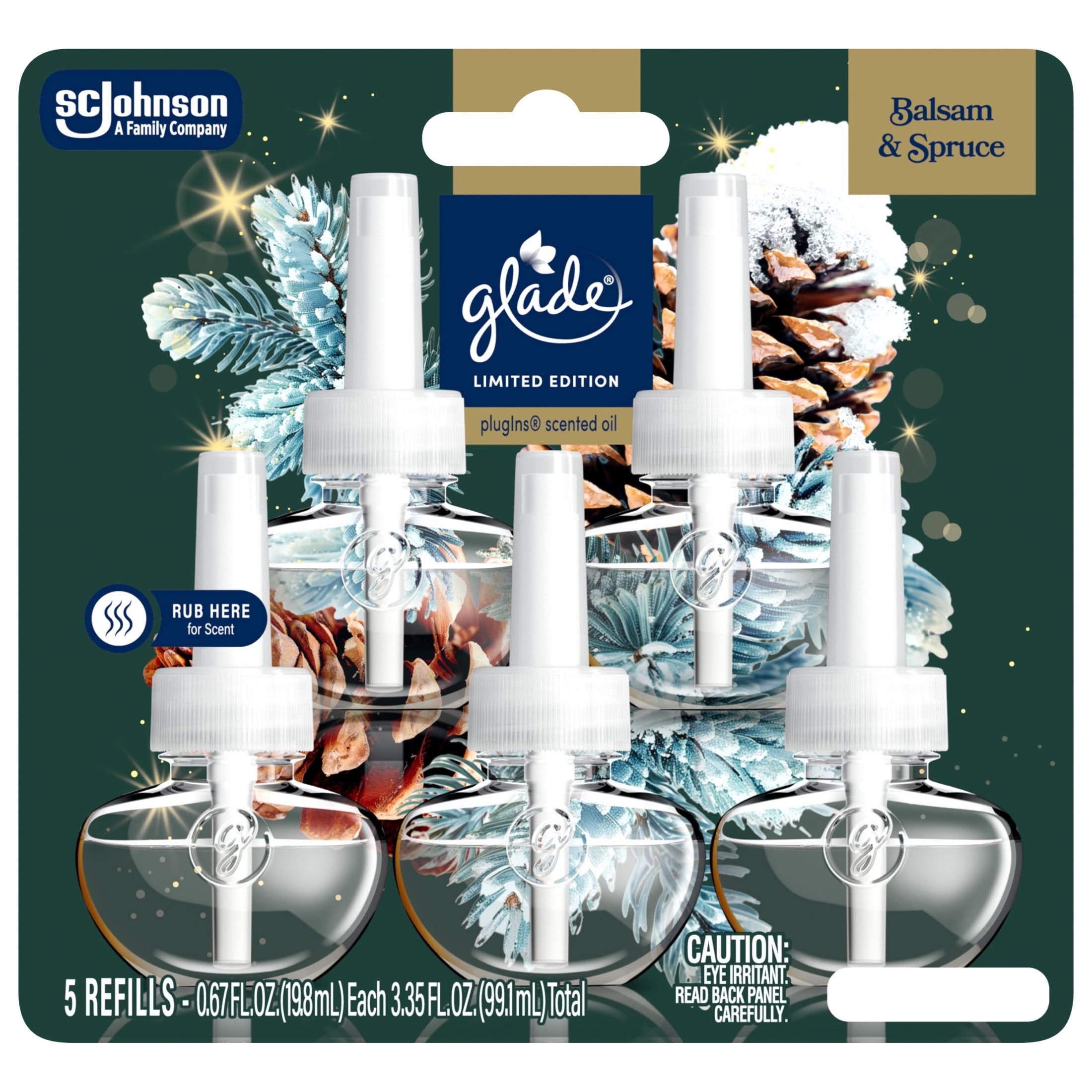 Glade PlugIns Air Freshener Refills, Twinkling Pine & Cedar, Long-Lasting Scent (5 Count, 3.35 oz) z8dts
