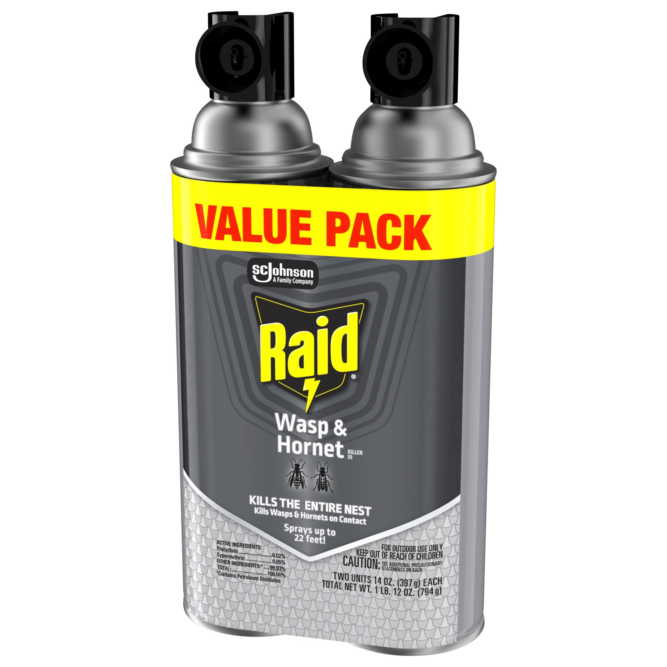 Raid Wasp and Hornet Killer 33 Outdoor Insecticide Spray (2 Pack, 14 oz each) 3e5kk