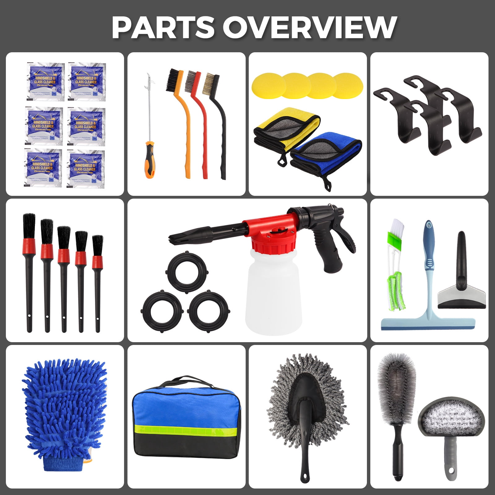 Lafati 37-Piece Car Wash Detailing Kit with Foam Gun Sprayer and Microfiber Cleaning Tools (37-Piece Set) 4vjnu
