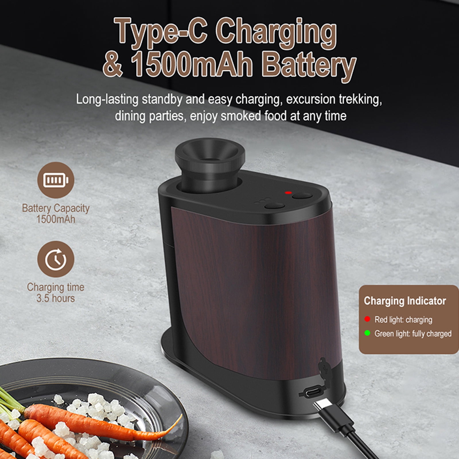 Eurhowing Handheld Electric Food Smoker Gun for Kitchen and Bartending (Black, 1 Unit) u25n4