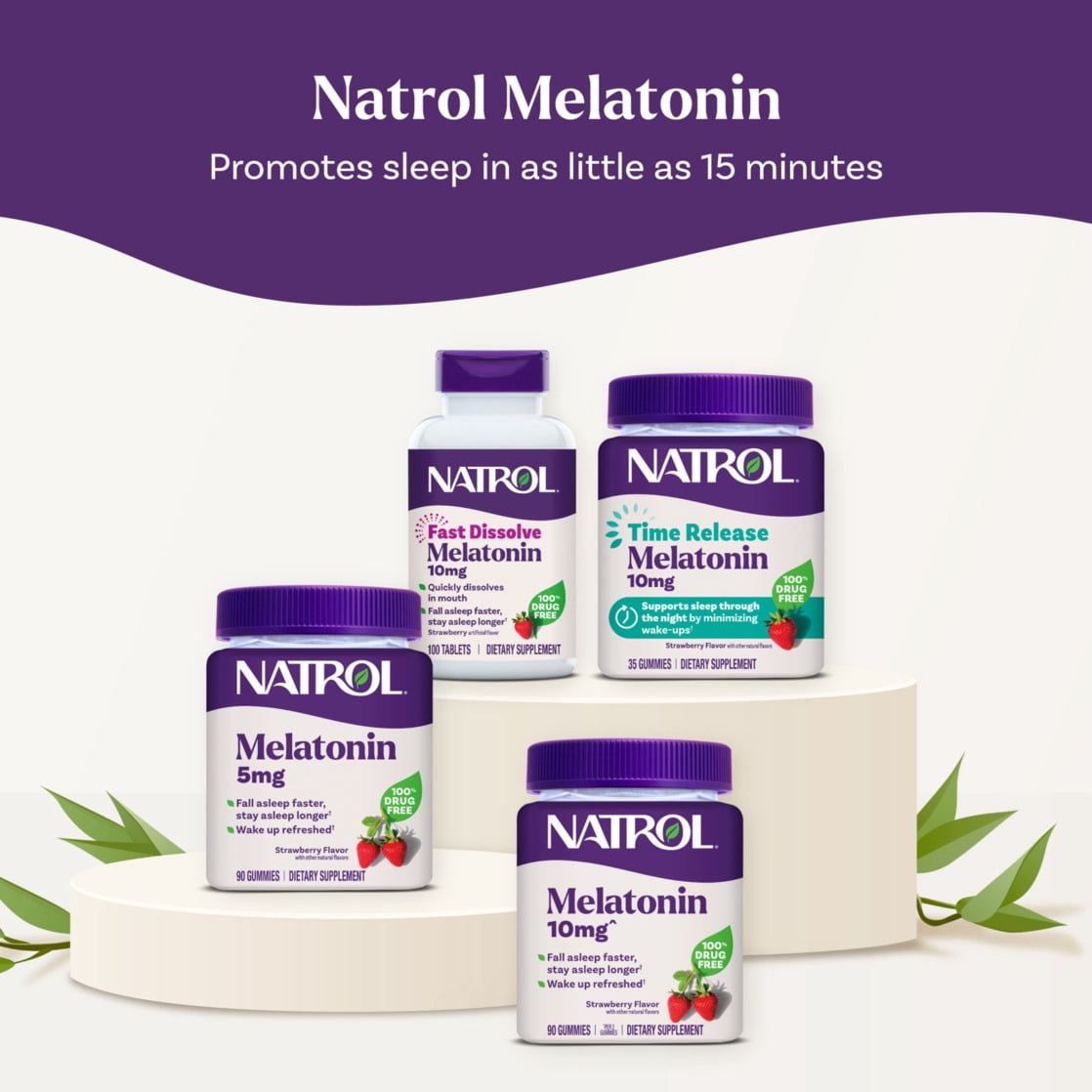 Natrol Melatonin Gummies Sleep Support Strawberry Flavor (90 Count) hjji3
