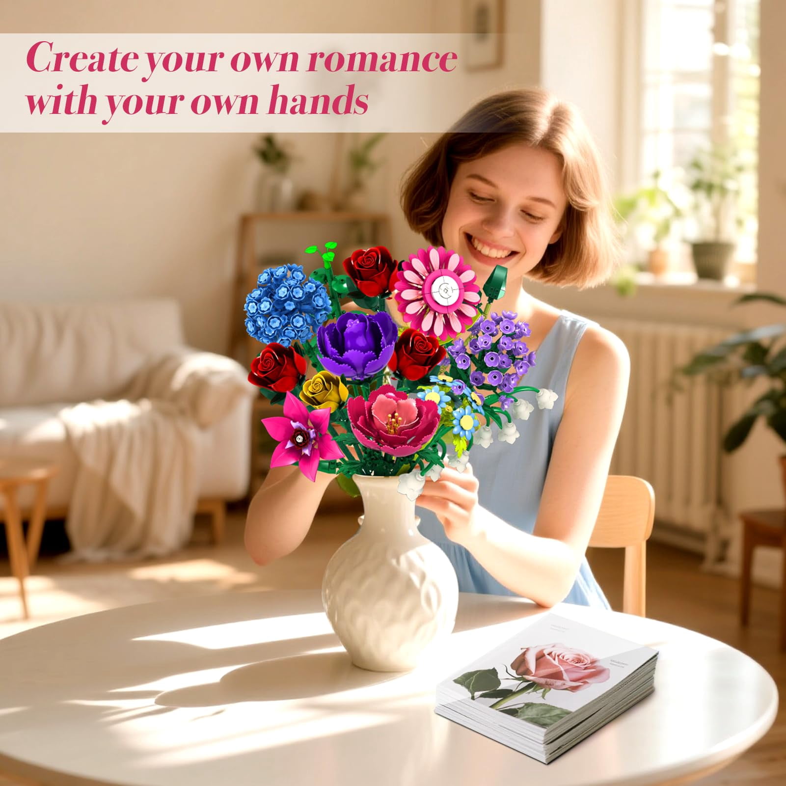 Wideland Flower Bouquet Building Set (Botanical Collection, 1020 Pieces) 6cznn