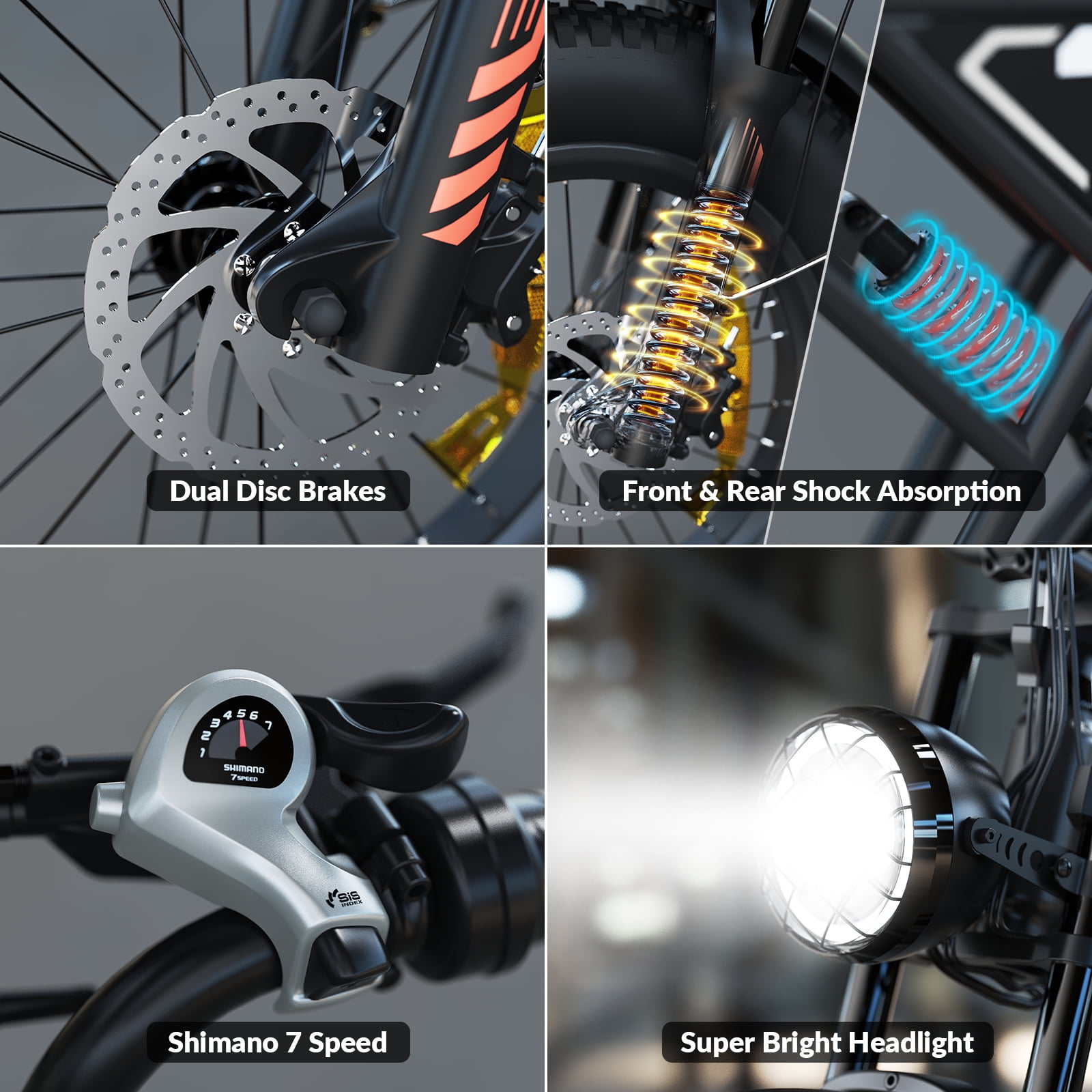 5TH WHEEL LB16 Electric Mountain Bike, 750W Motor, 20 in x 4 in Fat Tires, 48V 14.5Ah Removable Battery, 7-Speed (Black) 7zfem