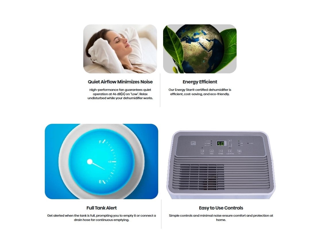 Hisense 50-Pint Dehumidifier for Basements and Large Rooms, Quiet Operation, Washable Filter (4500 sq. ft. Coverage) msn89