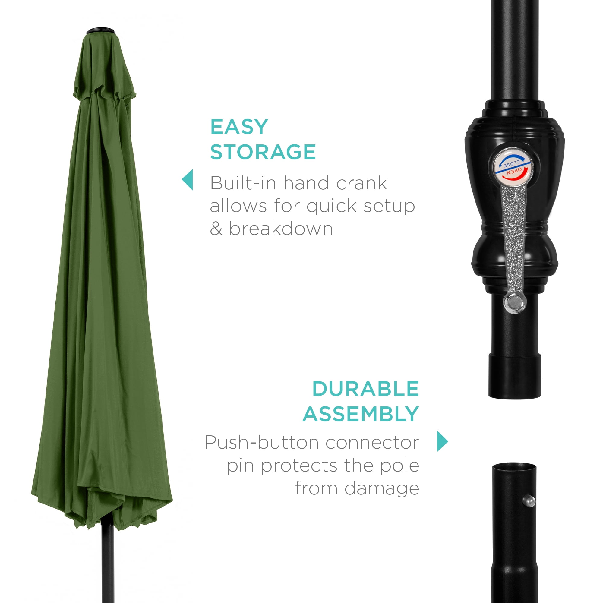 Best Choice Products 10ft Outdoor Steel Market Patio Umbrella (Fern, 10 ft) cwsce - Image 6