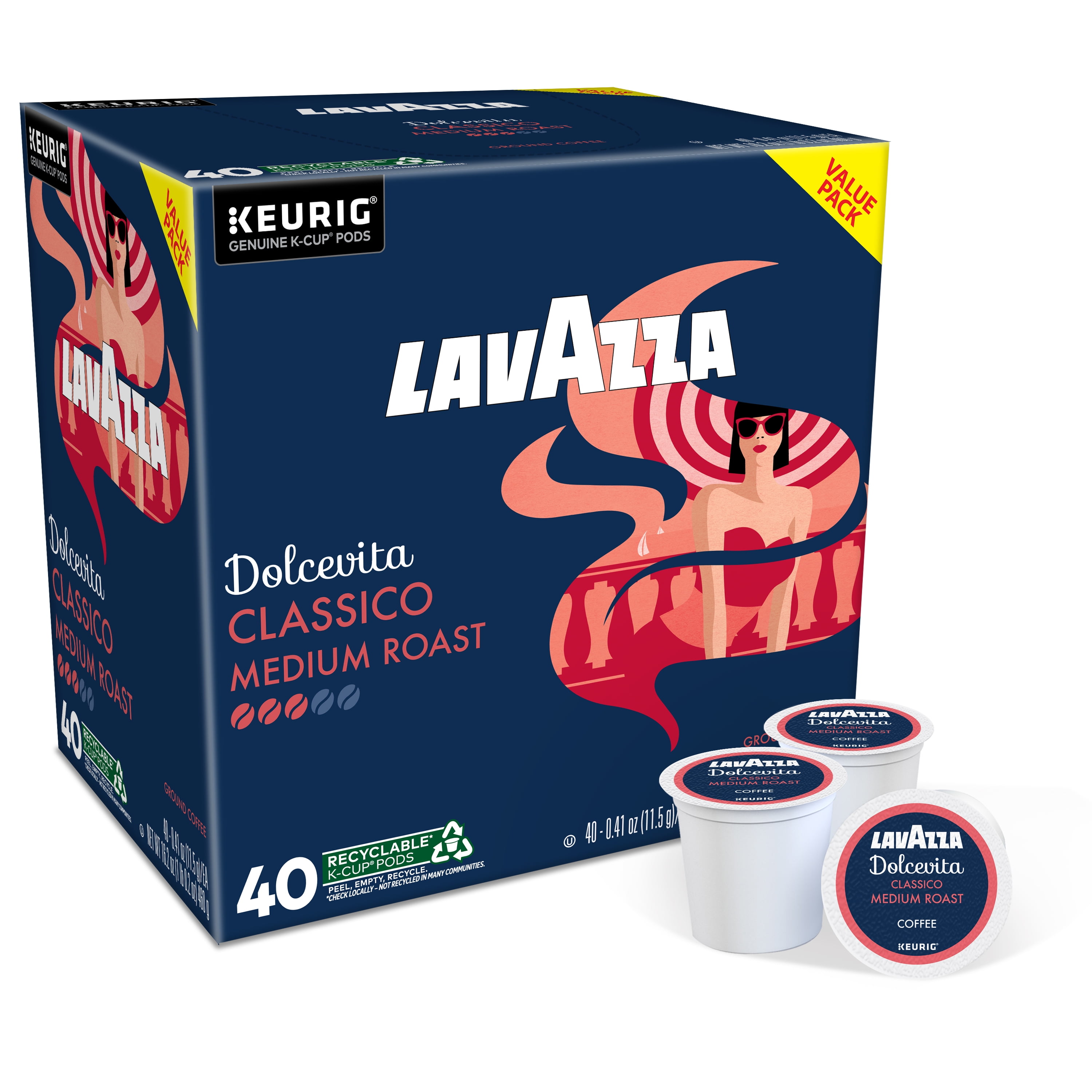 Lavazza Dolcevita Classico Medium Roast Coffee K-Cup Pods for Keurig Brewers (40 Count) 46hwv