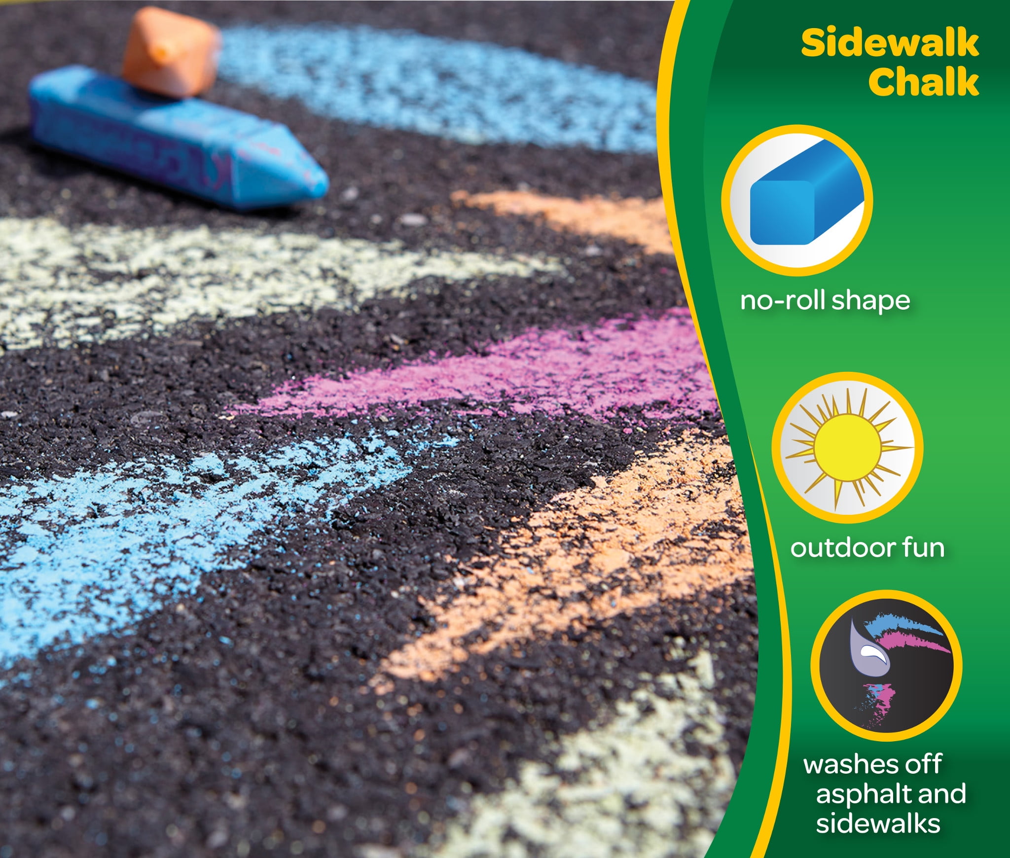 Crayola Washable Sidewalk Chalk for Outdoor Creative Play (Assorted Colors, 48 Count) ioypw