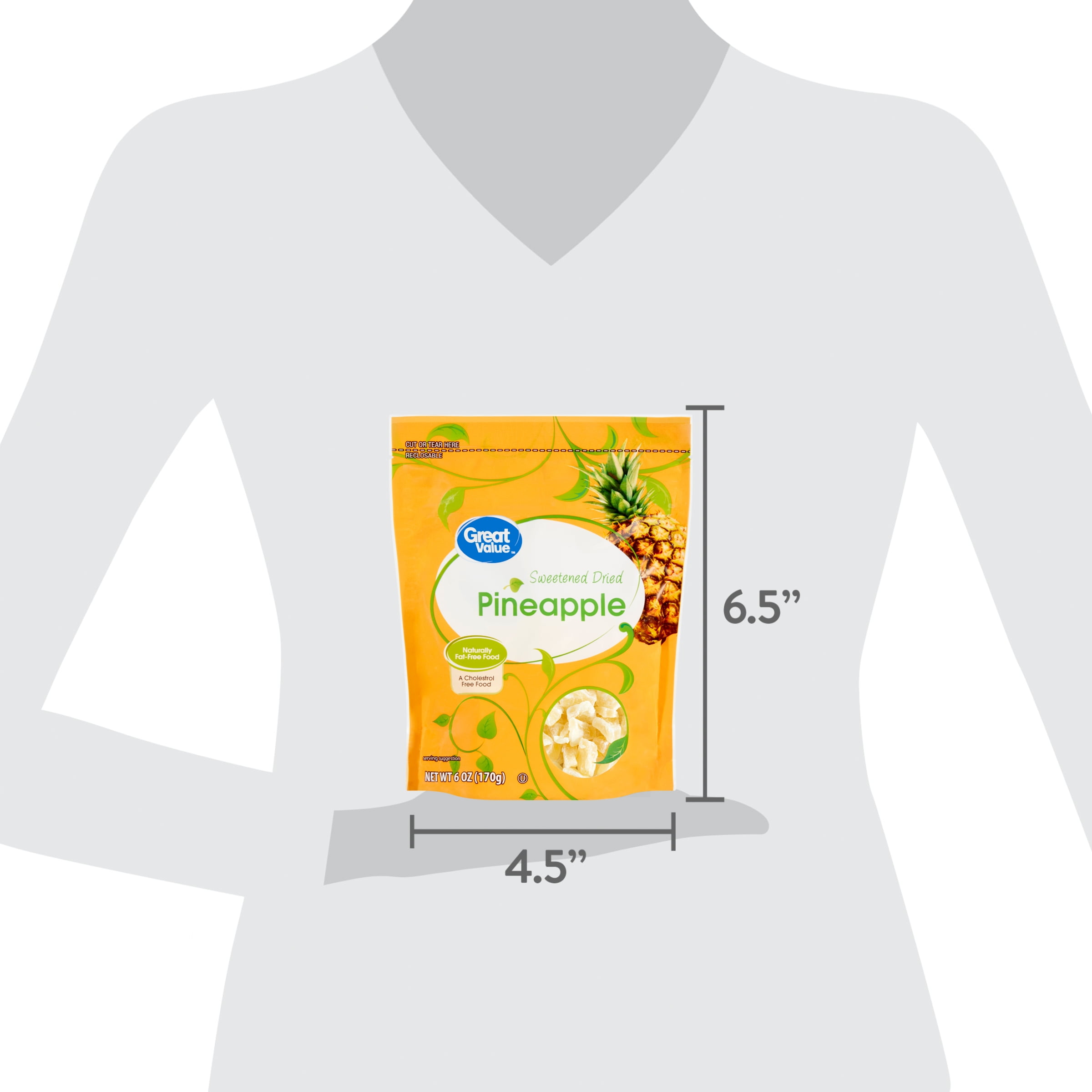 Great Value Sweetened Dried Pineapple Chunks (6 oz) 1e23j