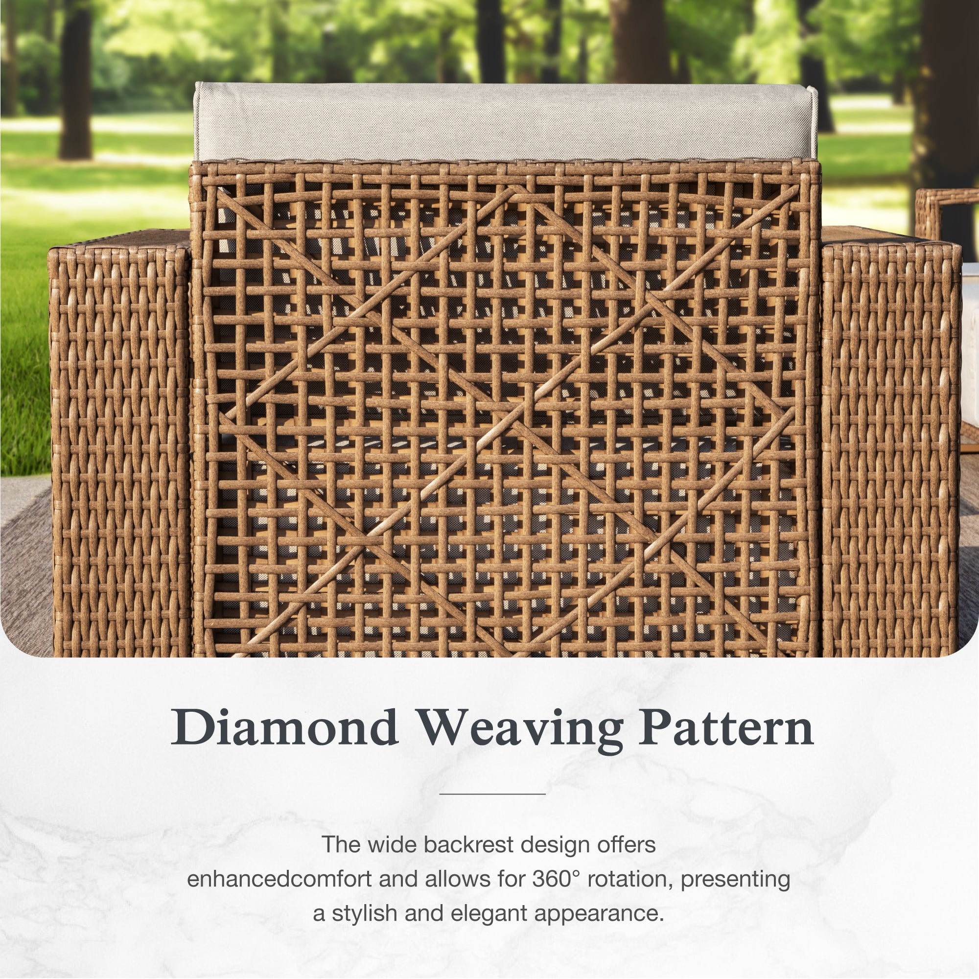 Sophia & William 4-Piece Wicker Patio Furniture Set with Weather-Resistant Rattan and Thick Cushions (Yellow-Brown, 4-Seat) rgdjc