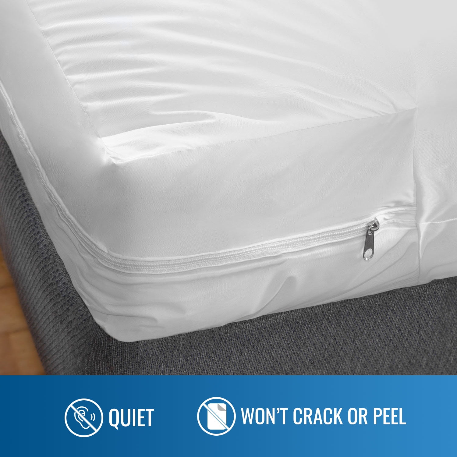 DMI Waterproof Mattress Protector, Zippered Encasement for Incontinence Protection (White, Twin Size) vpkbs