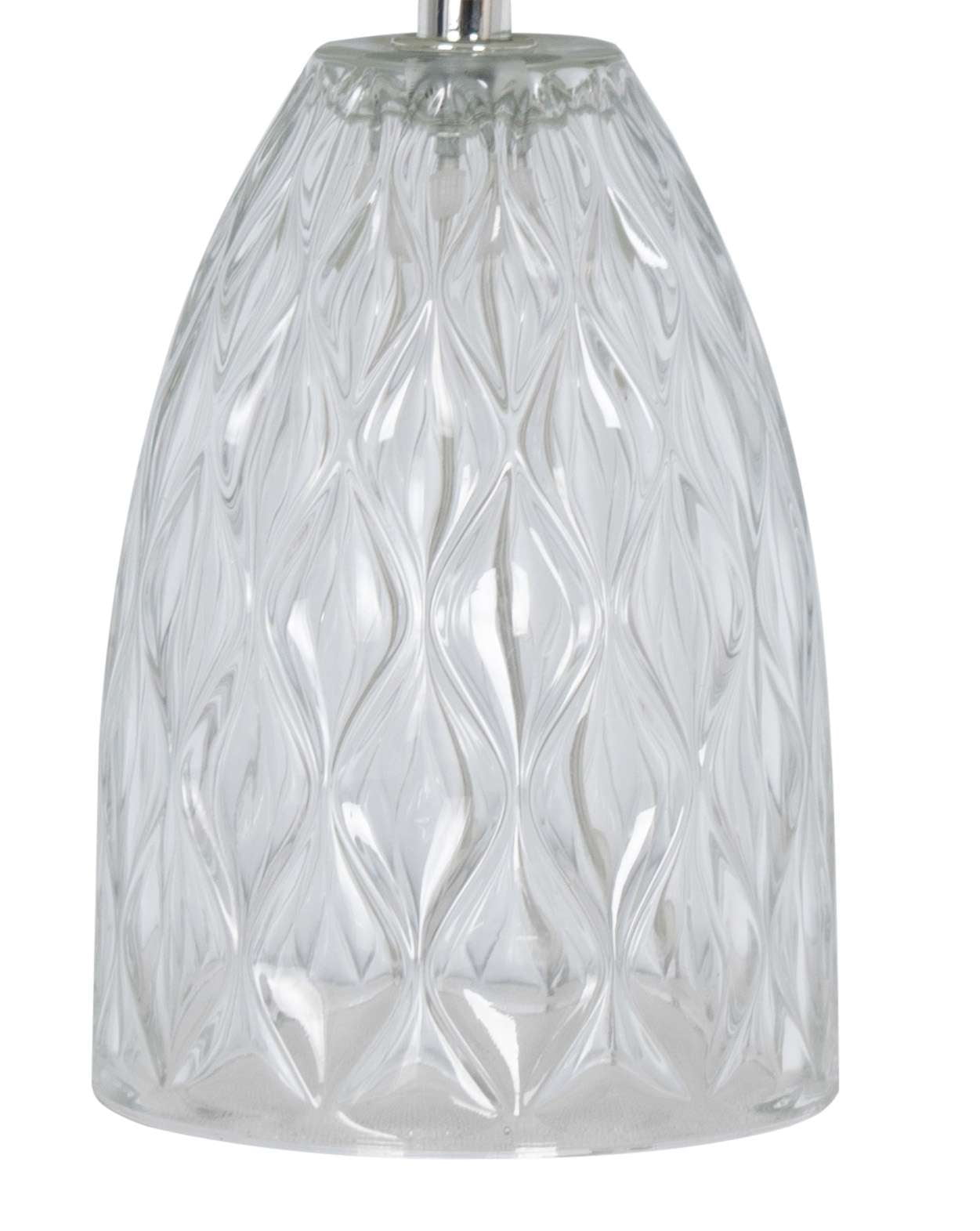 Mainstays Mini Glass Table Lamp with White Shade (Clear, 12.75 in) elbmf