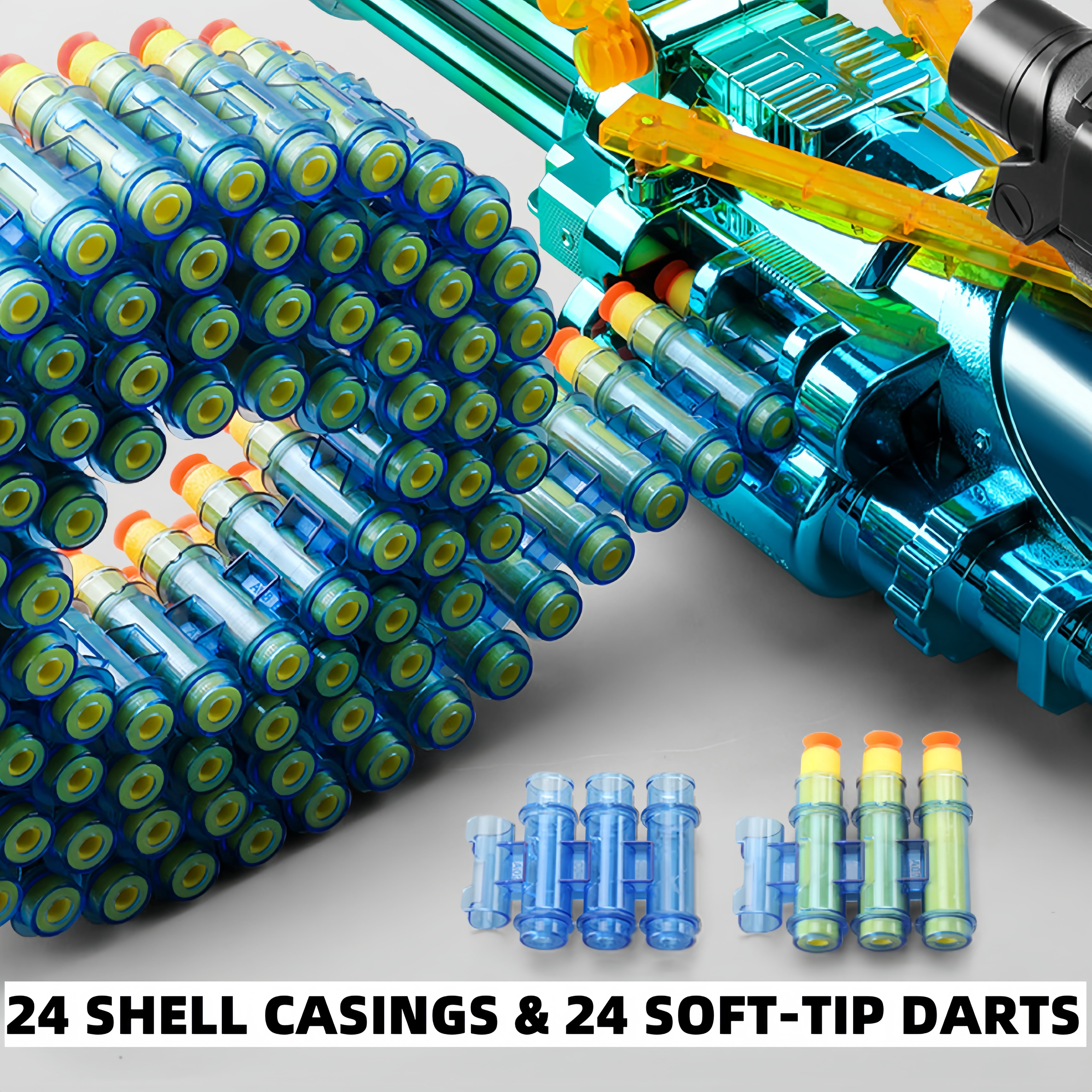 Lehui Toys Manual Foam Dart Blaster Set with 24-Round Chain and 40 EVA Darts (40 Count) qqeat