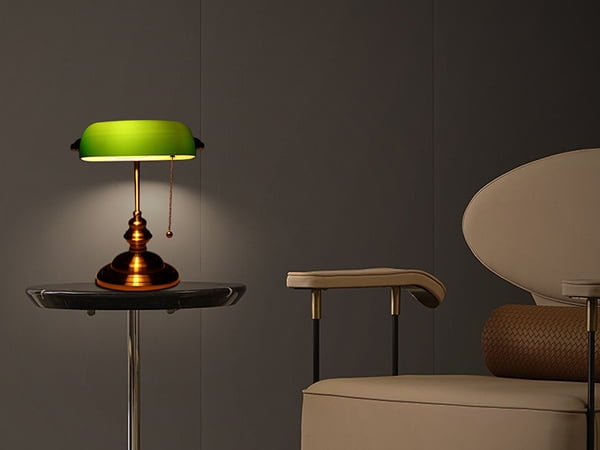 Green Bank Desk Lamp Traditional Banker Style Metal Task Light (Green, 15 in) nazmo
