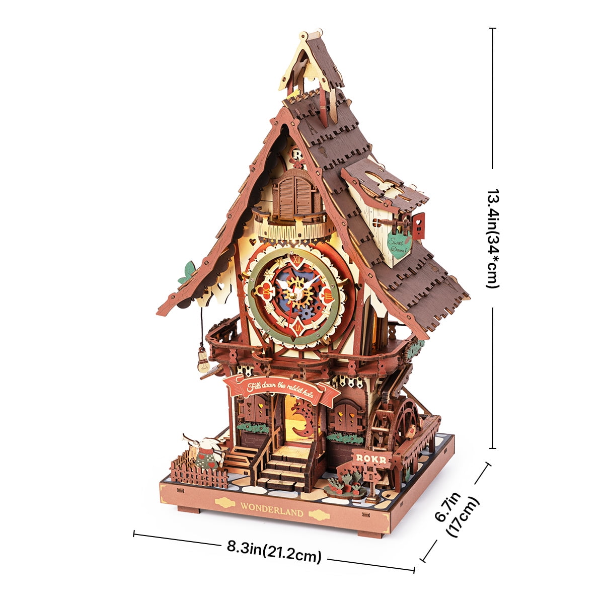 ROKR Cuckoo Clock Mechanical 3D Wooden Puzzle (Colorful, 12 in x 8 in) rq06t