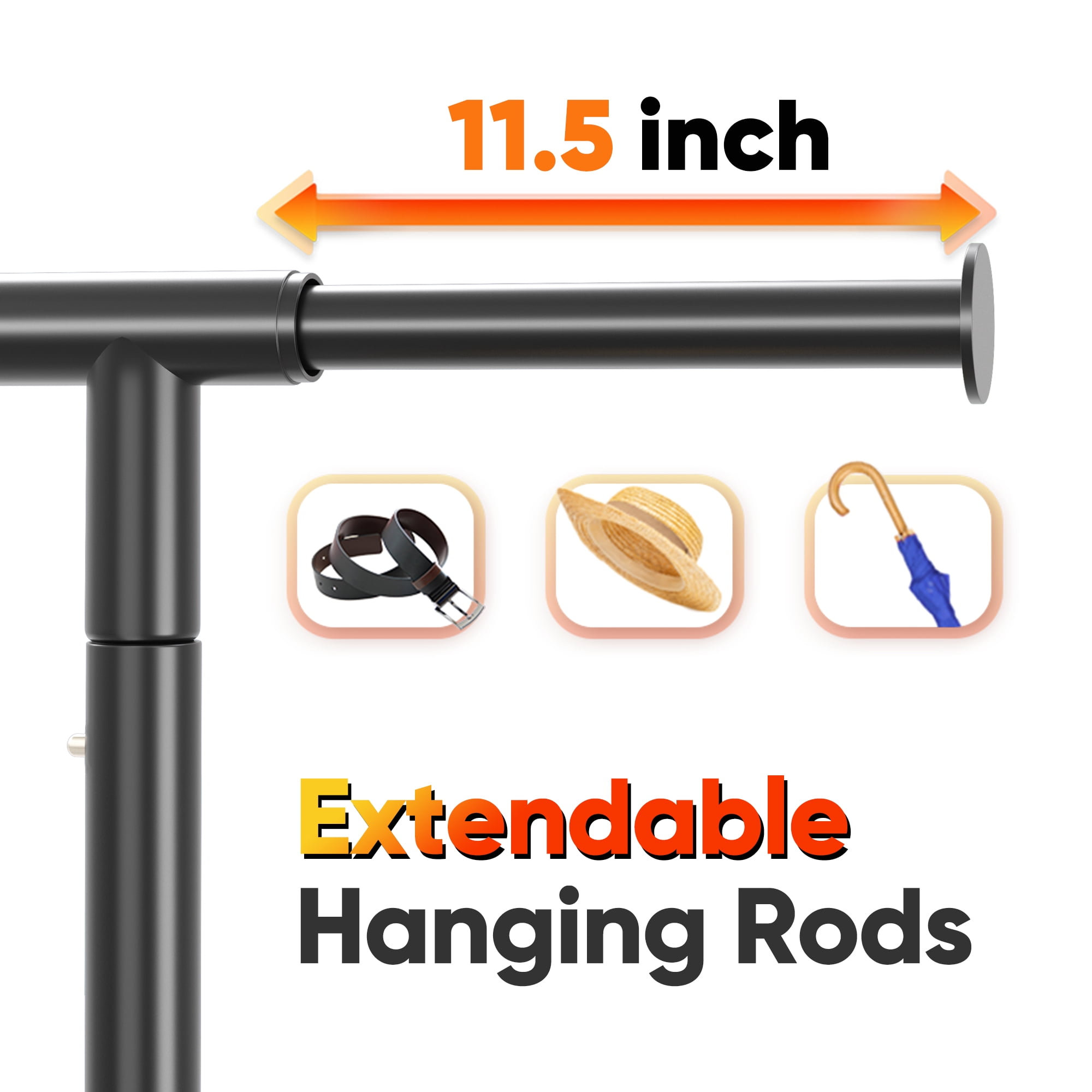 HOKEEPER Heavy Duty Double Rail Garment Rack with Shelves, Adjustable Rolling Clothes Organizer (Black, 450 lb Capacity) 00sgg