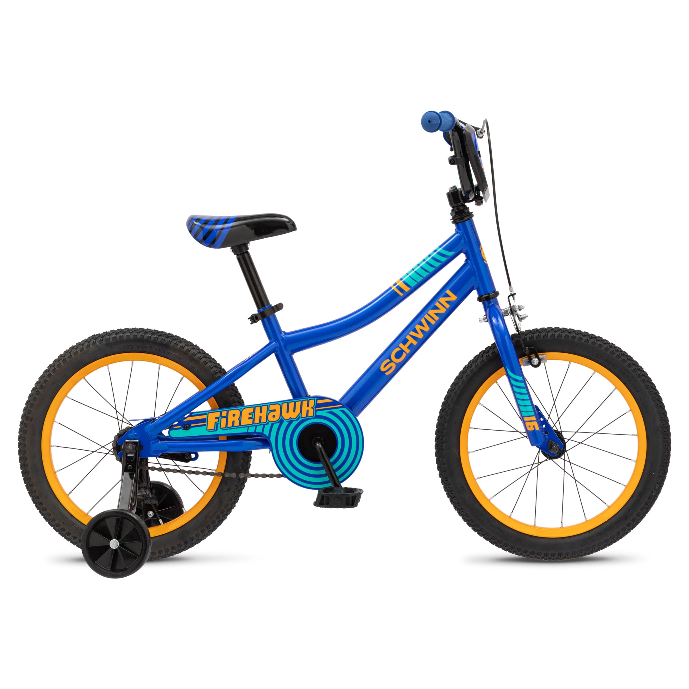 Schwinn Firehawk Kids BMX Bike with Training Wheels (Blue, 16 in) pl201