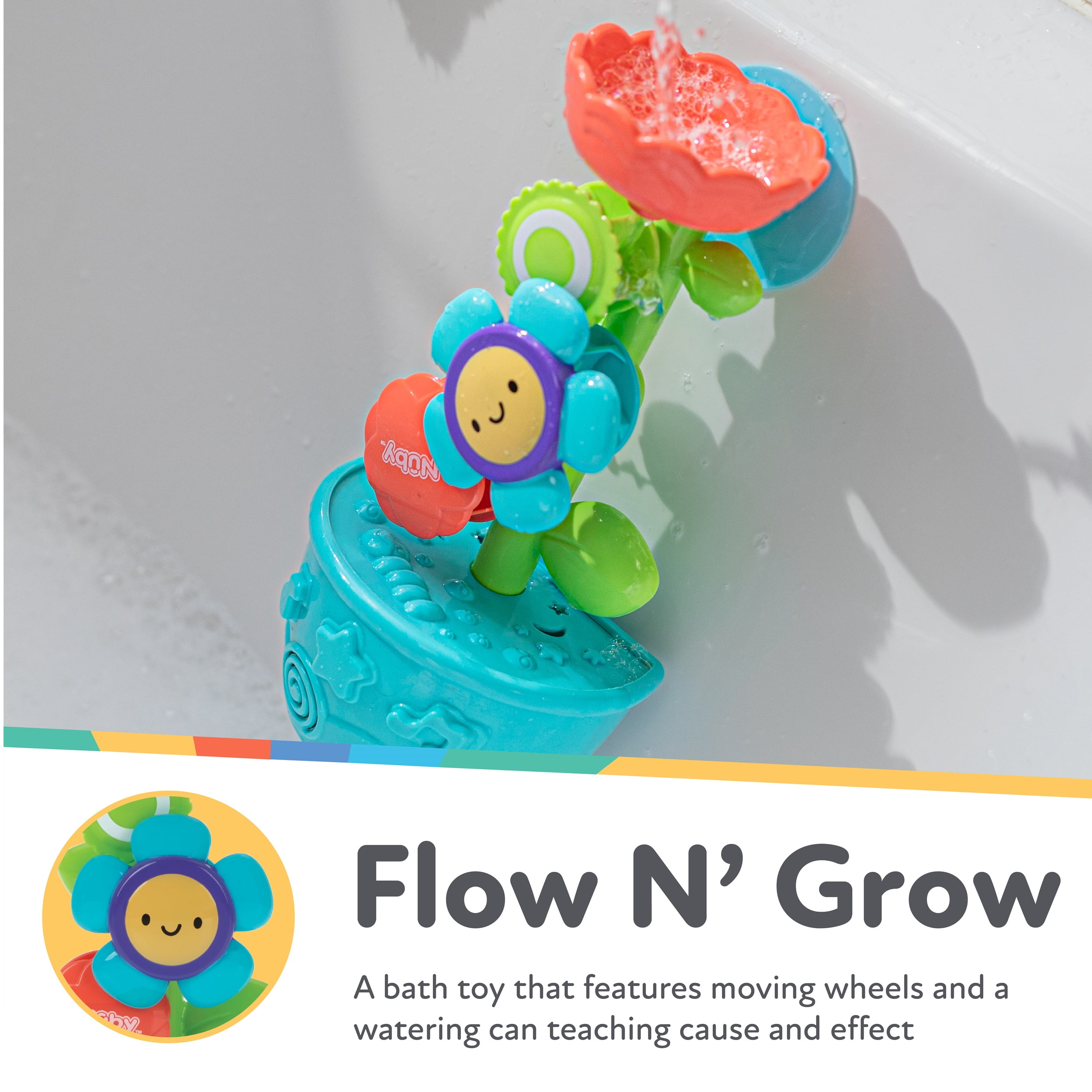Nuby Flow N' Grow Flower Pot Bath Toy and Watering Set (Multicolor, 2 Piece) fgrql