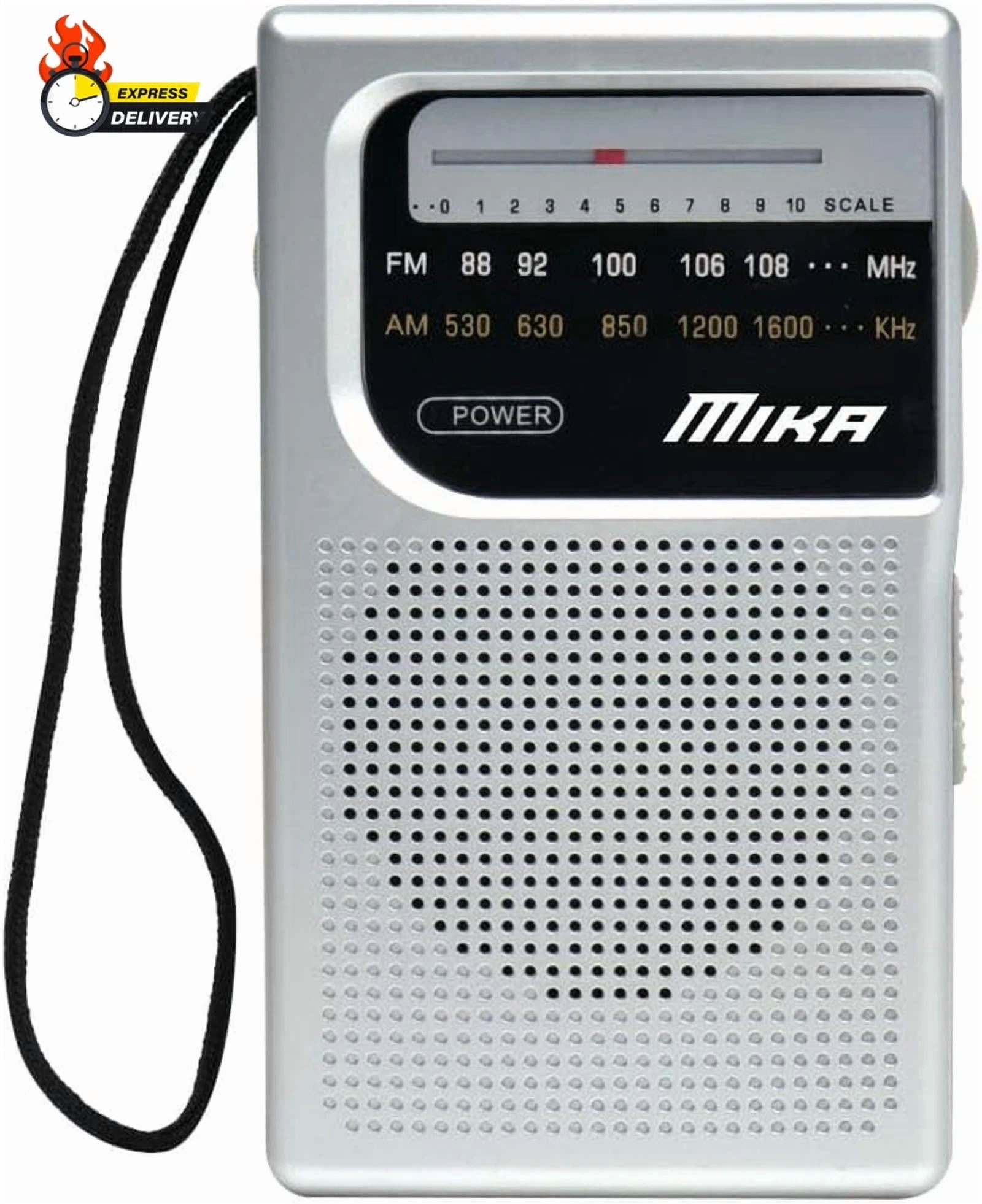 Rhea AM FM Portable Transistor Radio with Built-in Speaker and Headphone Jack (Black, 1 Pack) zul9n