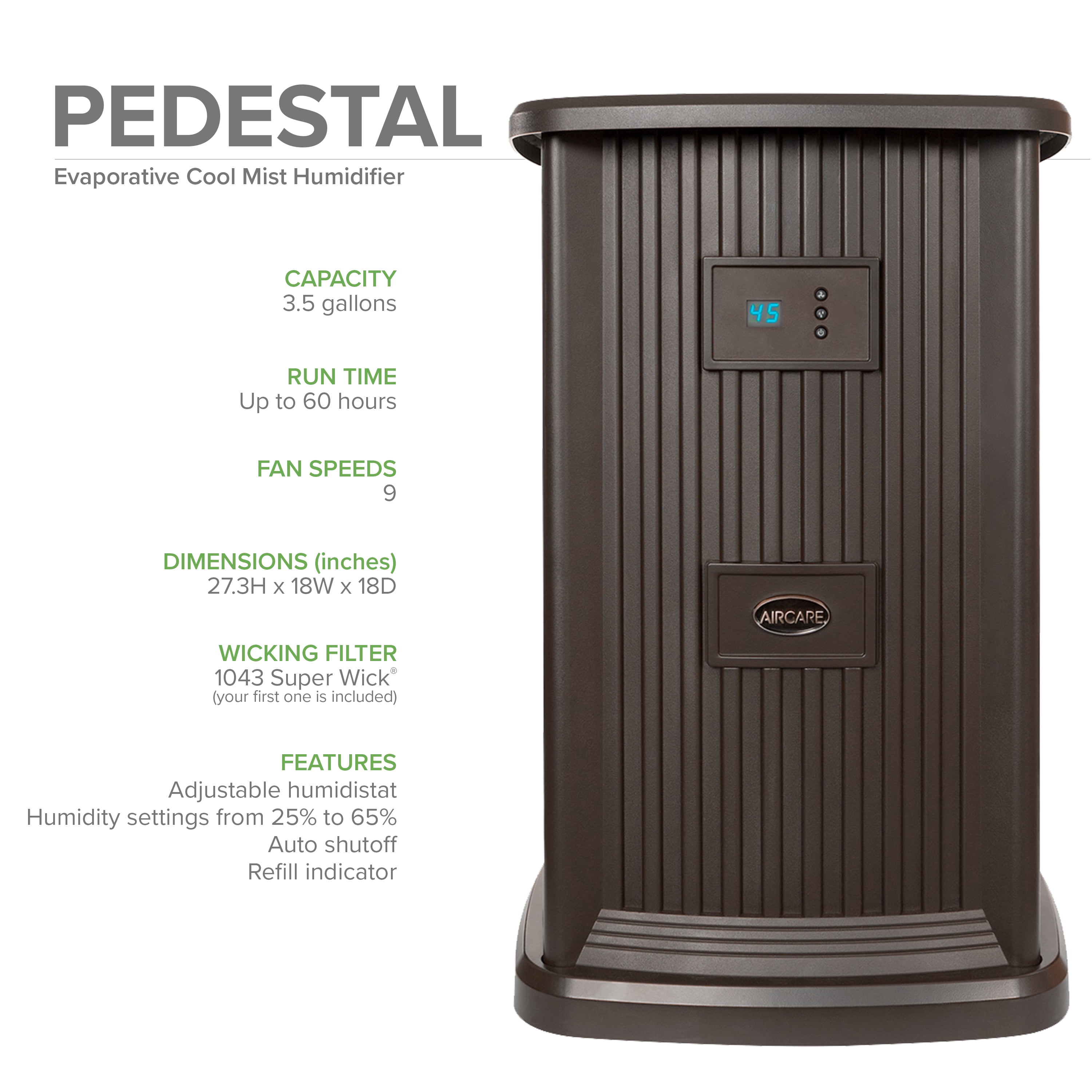 AIRCARE EP9 800 Digital Whole-House Evaporative Humidifier (Black, 19 in x 21.5 in x 18.5 in) mdaw3