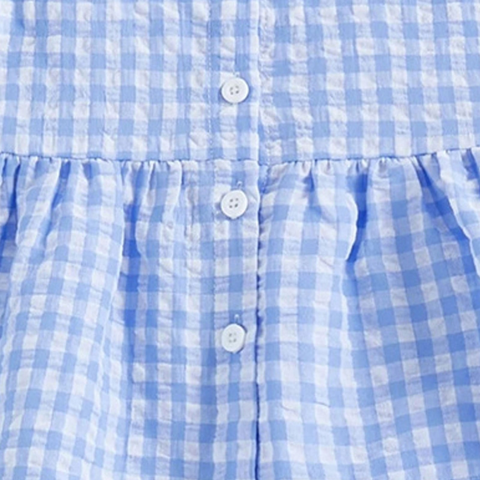 BLVB Toddler Girls 2-Piece Outfit Set Ruffle Sleeve Top and Plaid Pants (Blue, 2T) dy8ae