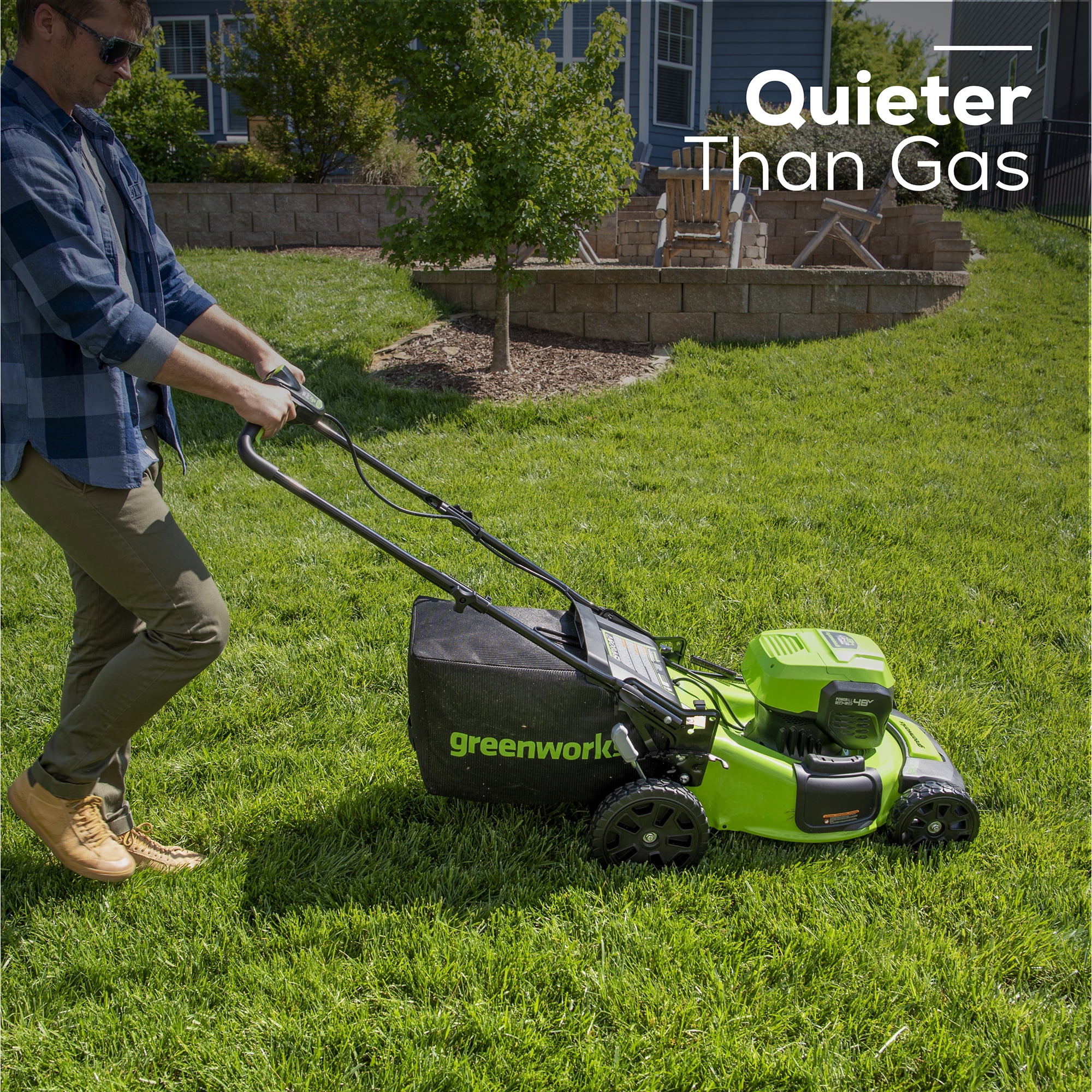 Greenworks 48V Brushless Cordless Lawn Mower with Dual 4.0Ah Batteries and Charger (20 in) plvn5