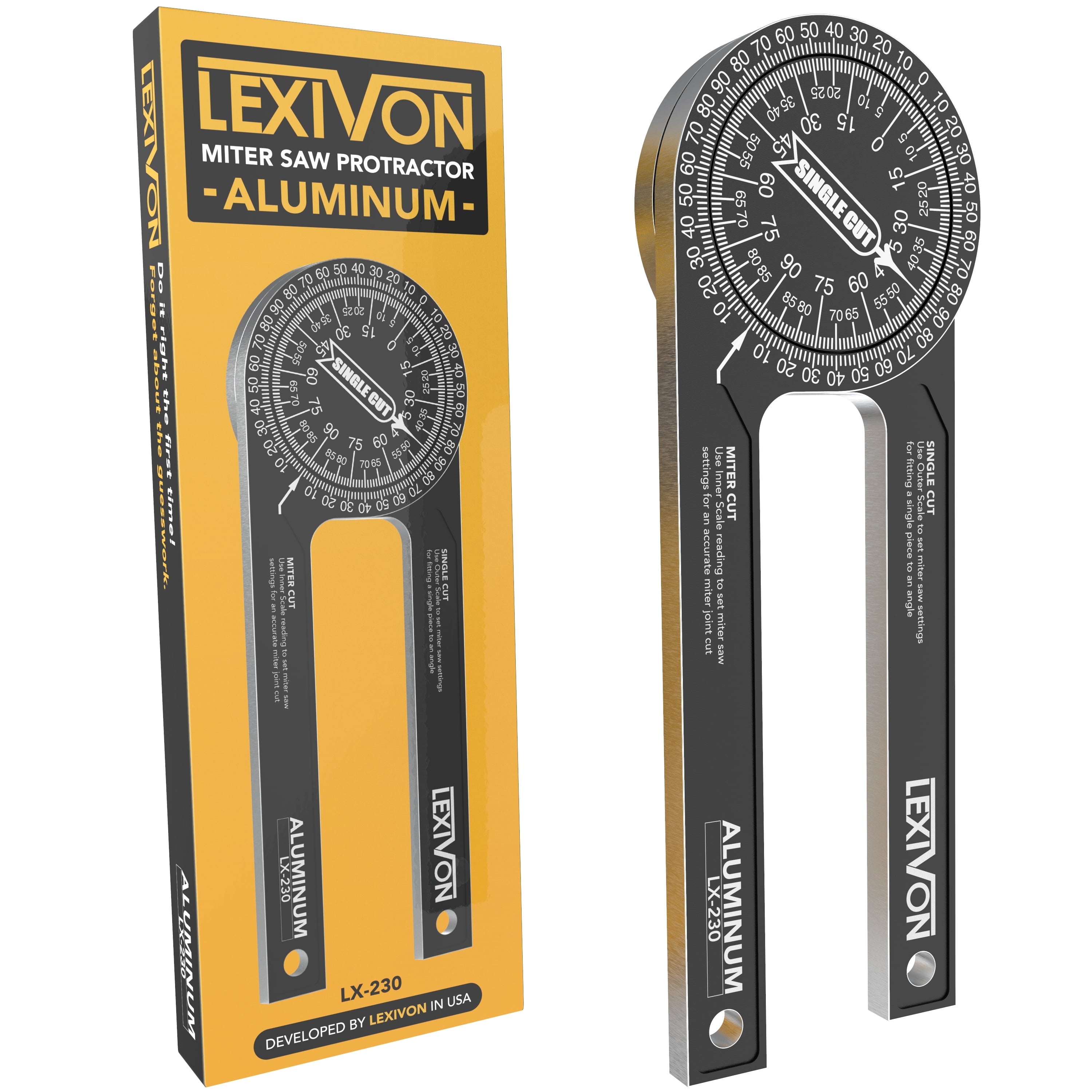 Lexivon Miter Saw Protractor, Precision Angle Finder for Carpentry and Crown Molding (Silver, 7 in) spikf