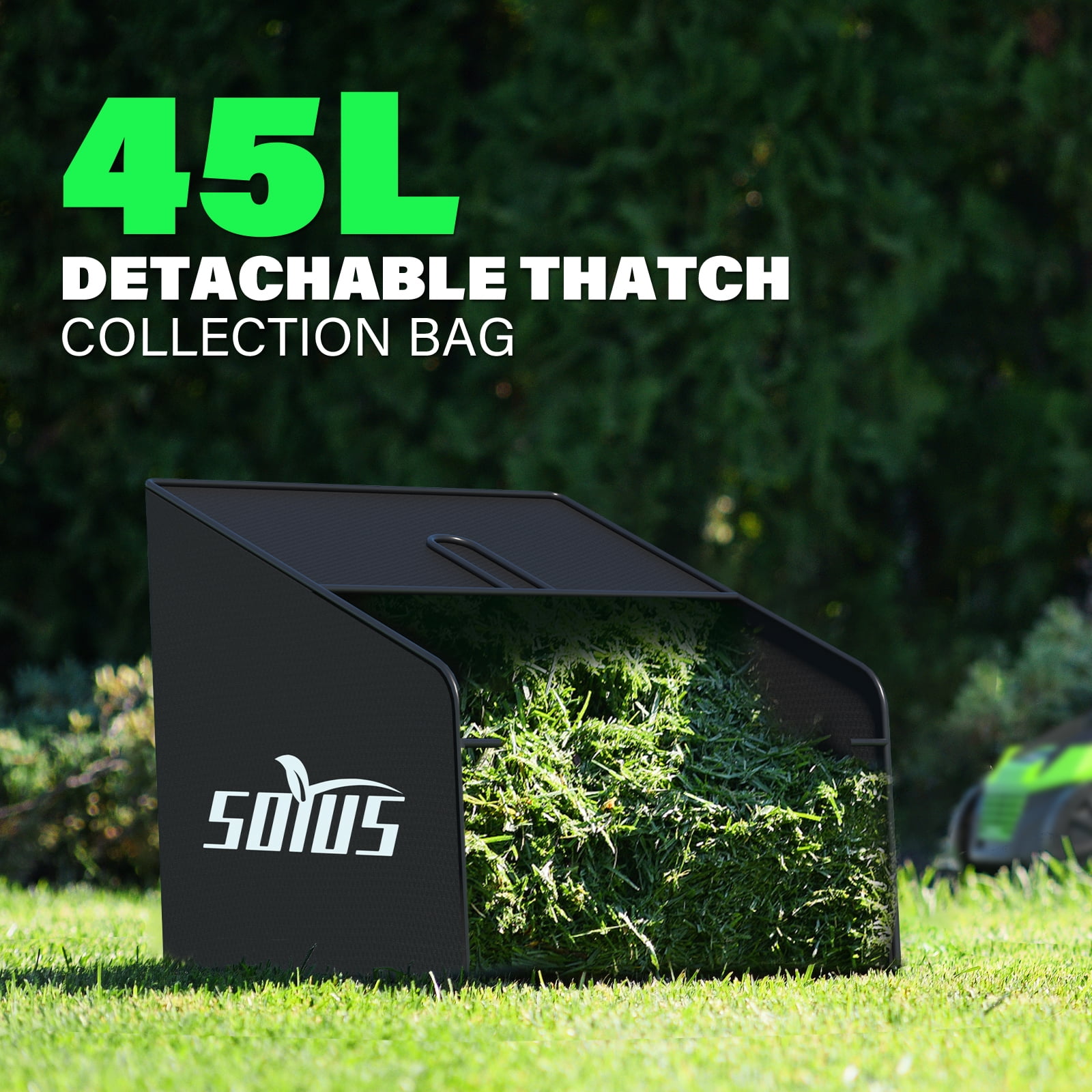 SOYUS 15-Inch 13-Amp Electric Dethatcher and Scarifier with Collection Bag (Green, 11.89 gal) aipw8
