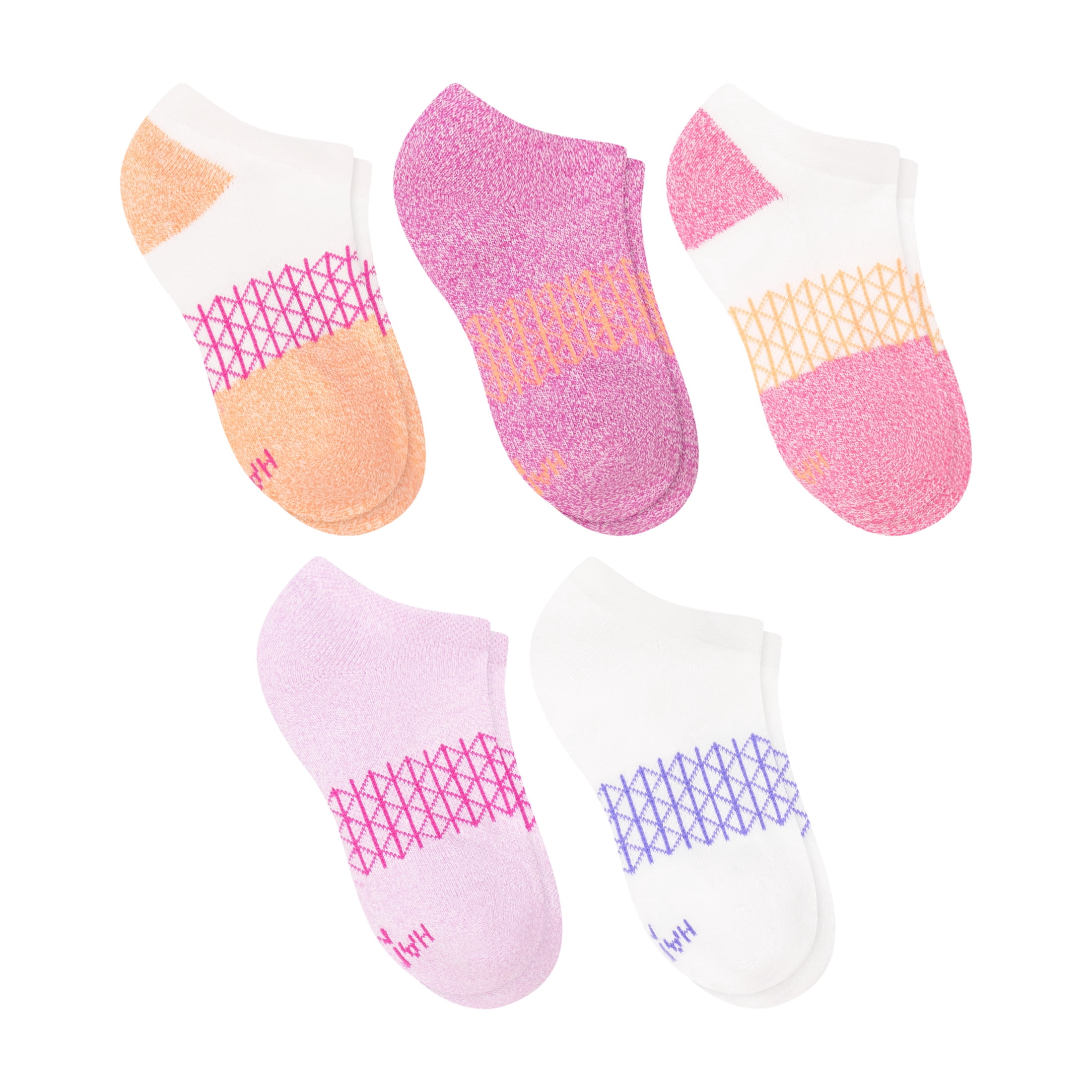 Hanes Girls No-Show Socks Cushioned Athletic Footwear (White, 5-Pack) dx582