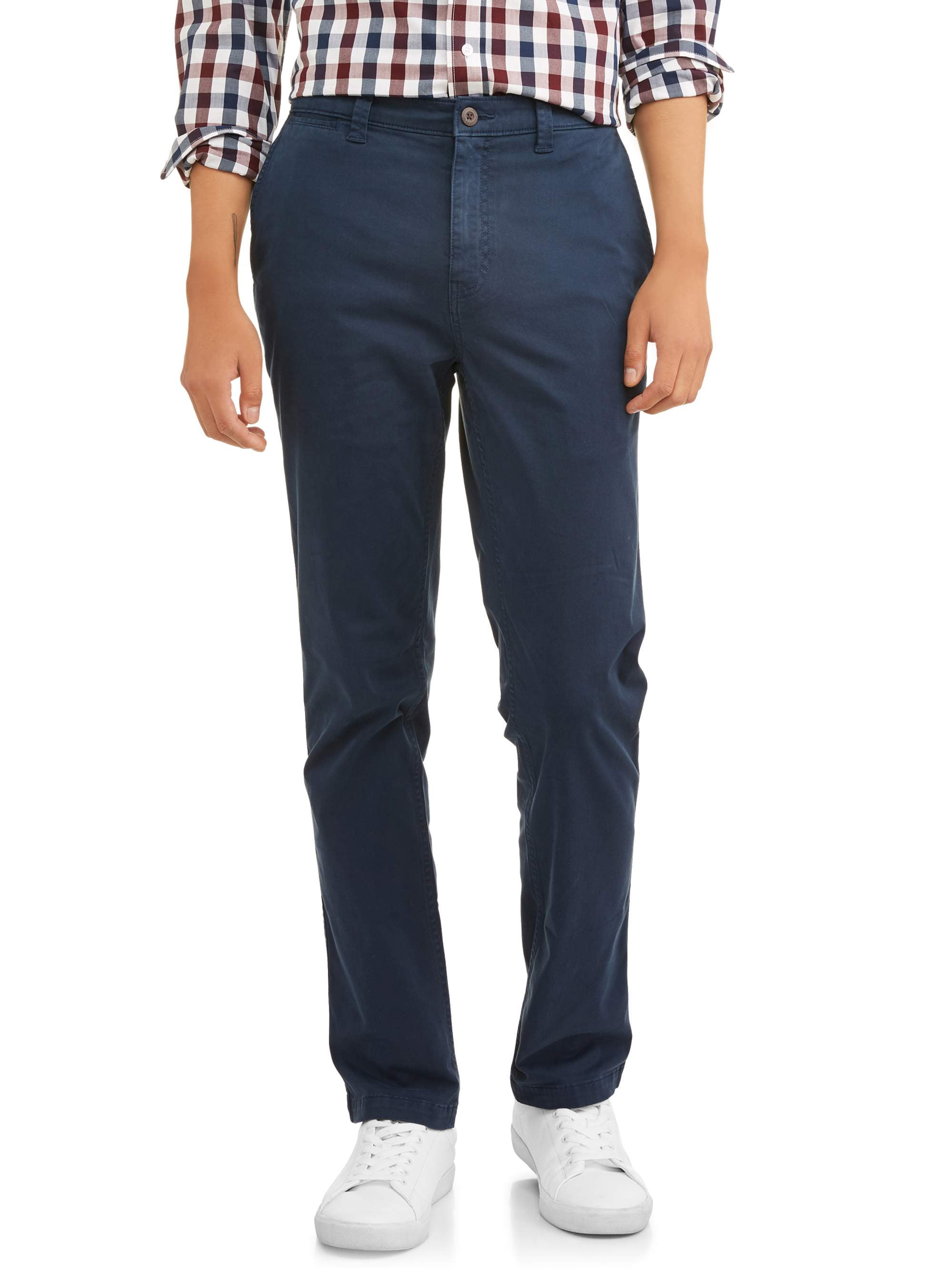 George Men's Slim Fit Chino Pants Stretch Cotton Casual Trousers (Blue, 32x32) d325m