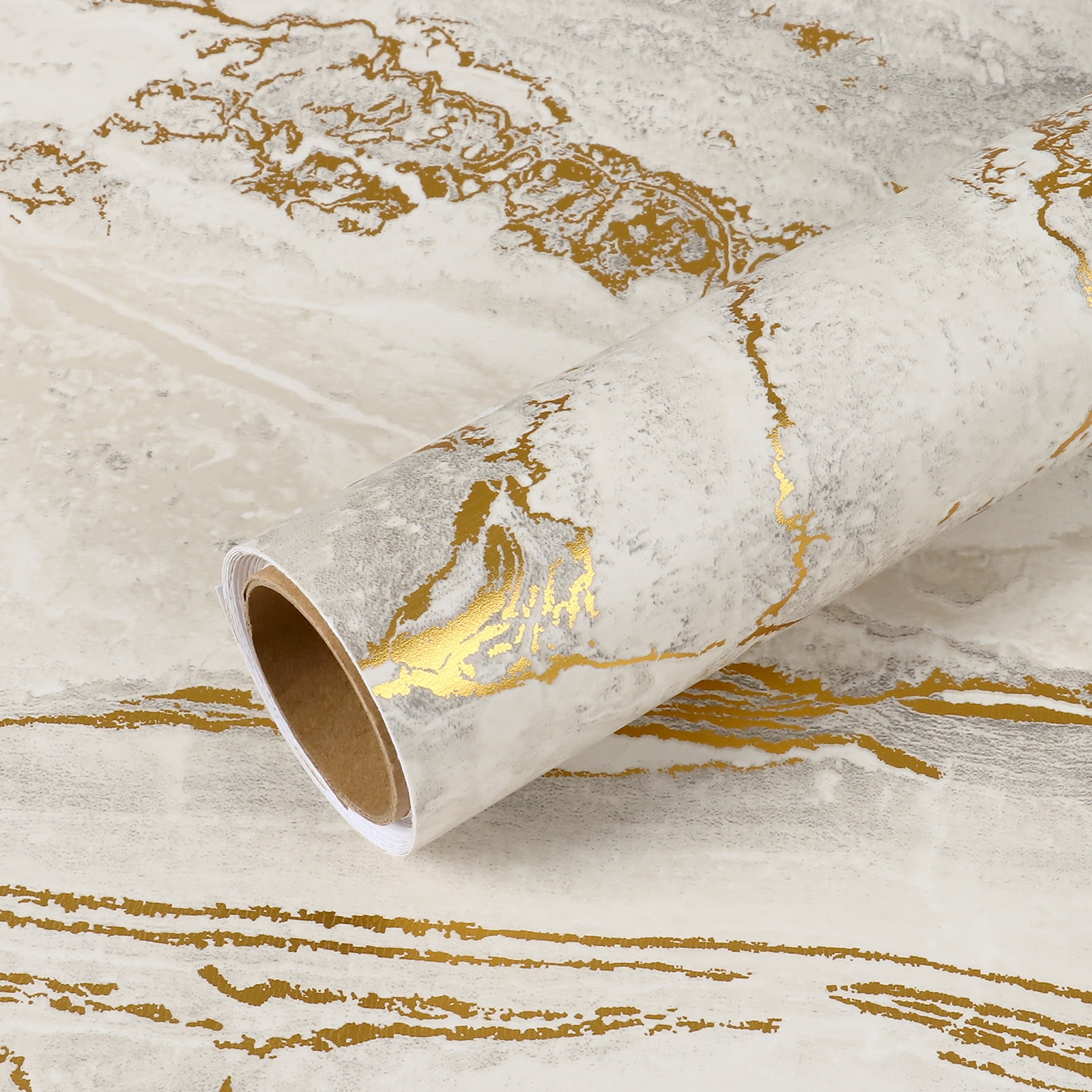 VEELIKE Marble Peel and Stick Countertop Contact Paper, Waterproof Vinyl Film for Kitchen and Bathroom (Beige, 15.7 in x 118 in) wgqeu