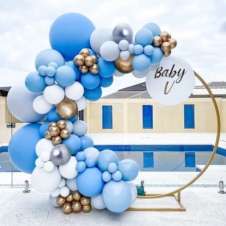 MMTX 142pcs Balloon Garland Arch Kit for Birthday Wedding Party Decoration (Blue, White, Gray, 142 Pieces) km4nq